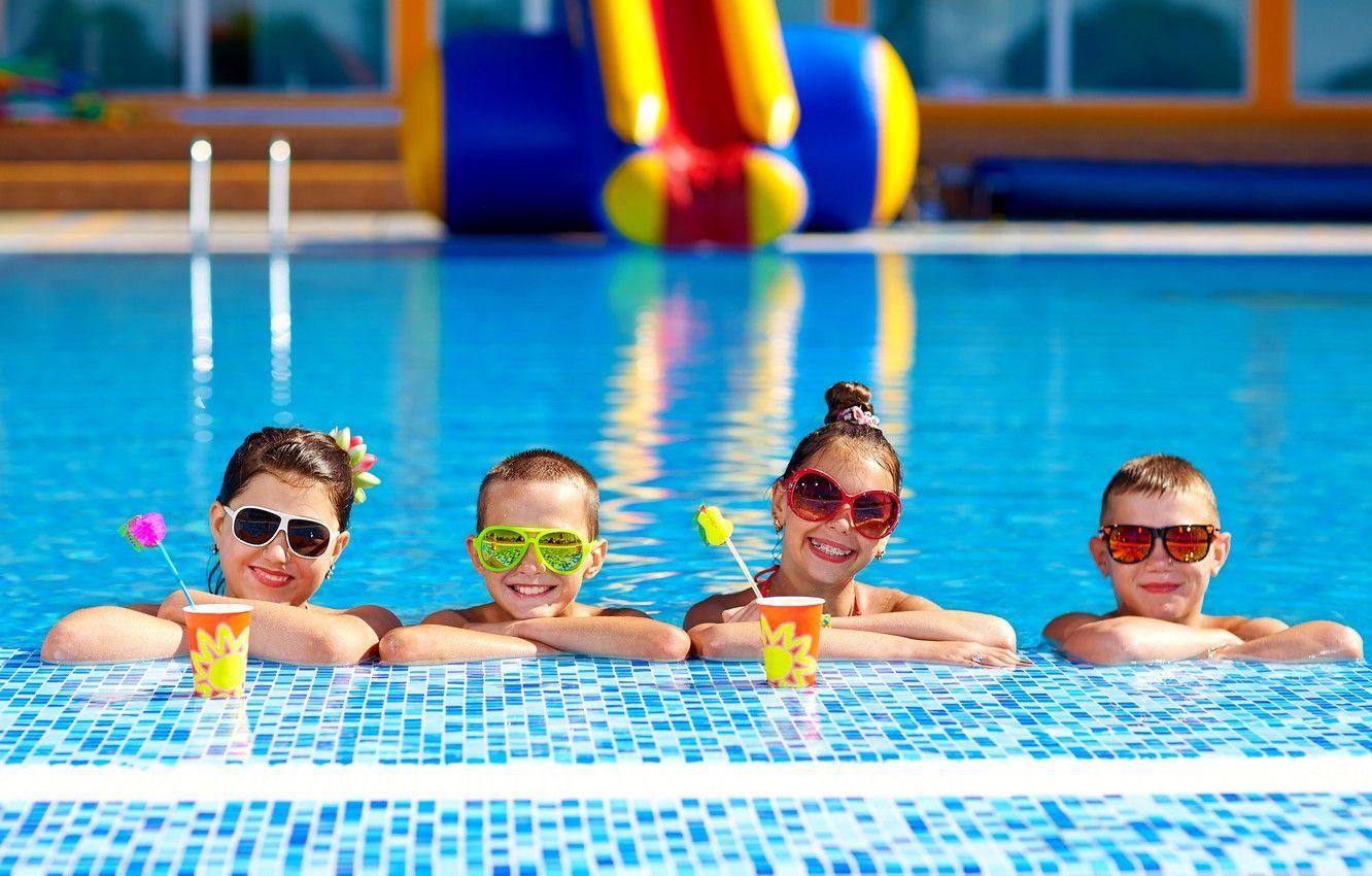1332x850 Wallpaper summer, children, smile, pool, glasses, summer, friends
