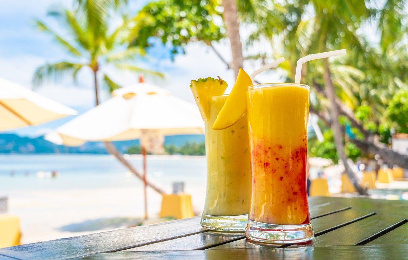 1332x850 Wallpaper sea, beach, summer, the sun, palm trees, cocktail