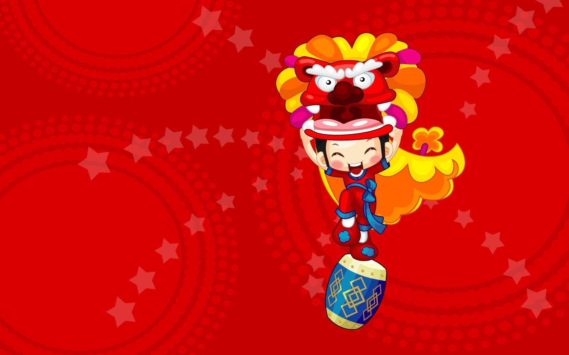 1920x1200 Girl wearing red top Chinese New Year themed digital wallpaper HD