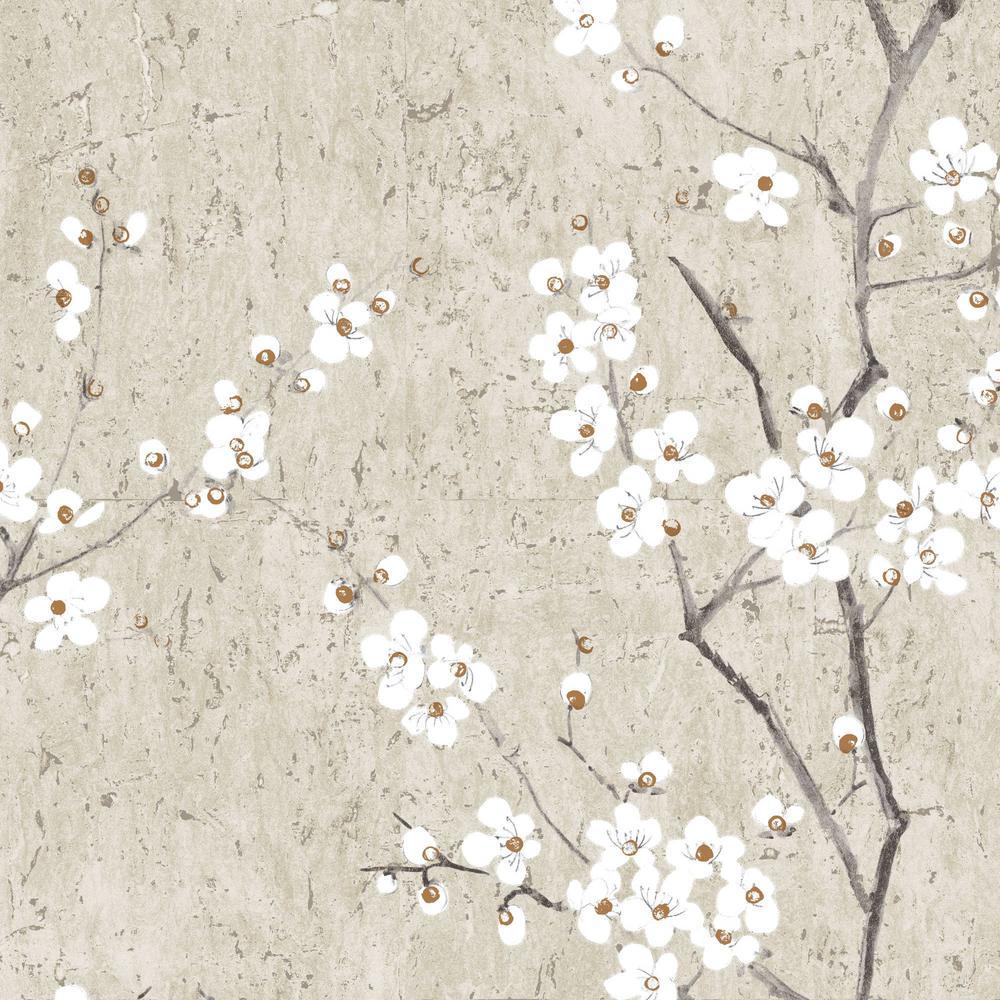 1000x1000 Graham & Brown Kyoto Sakura Soft Gray / White / Pink Wallpaper
