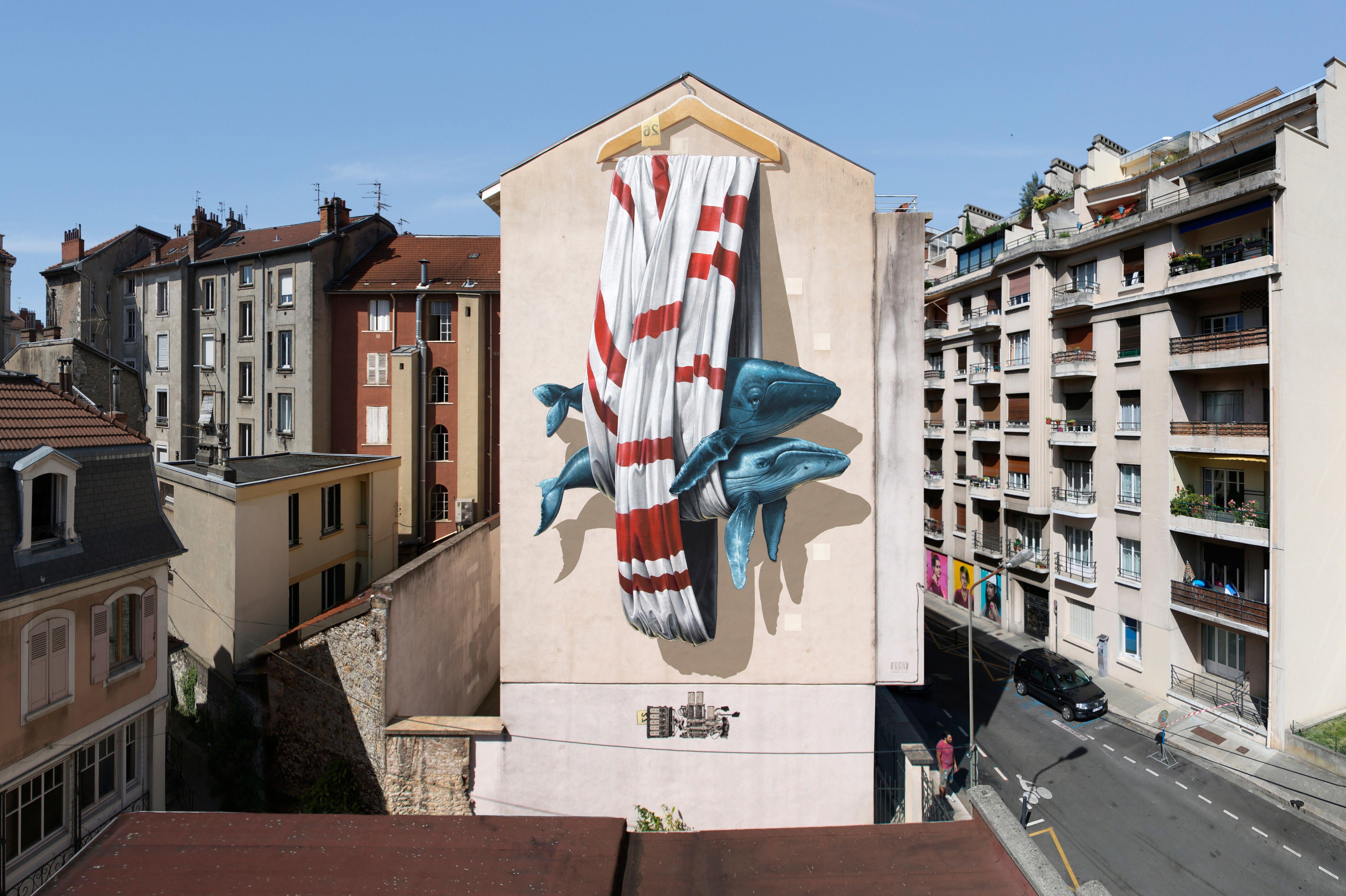 6737x4486 building house city cityscape grenoble france urban graffiti mural street street art animals whale rooftops Wallpaper HD / Desktop and Mobile Background