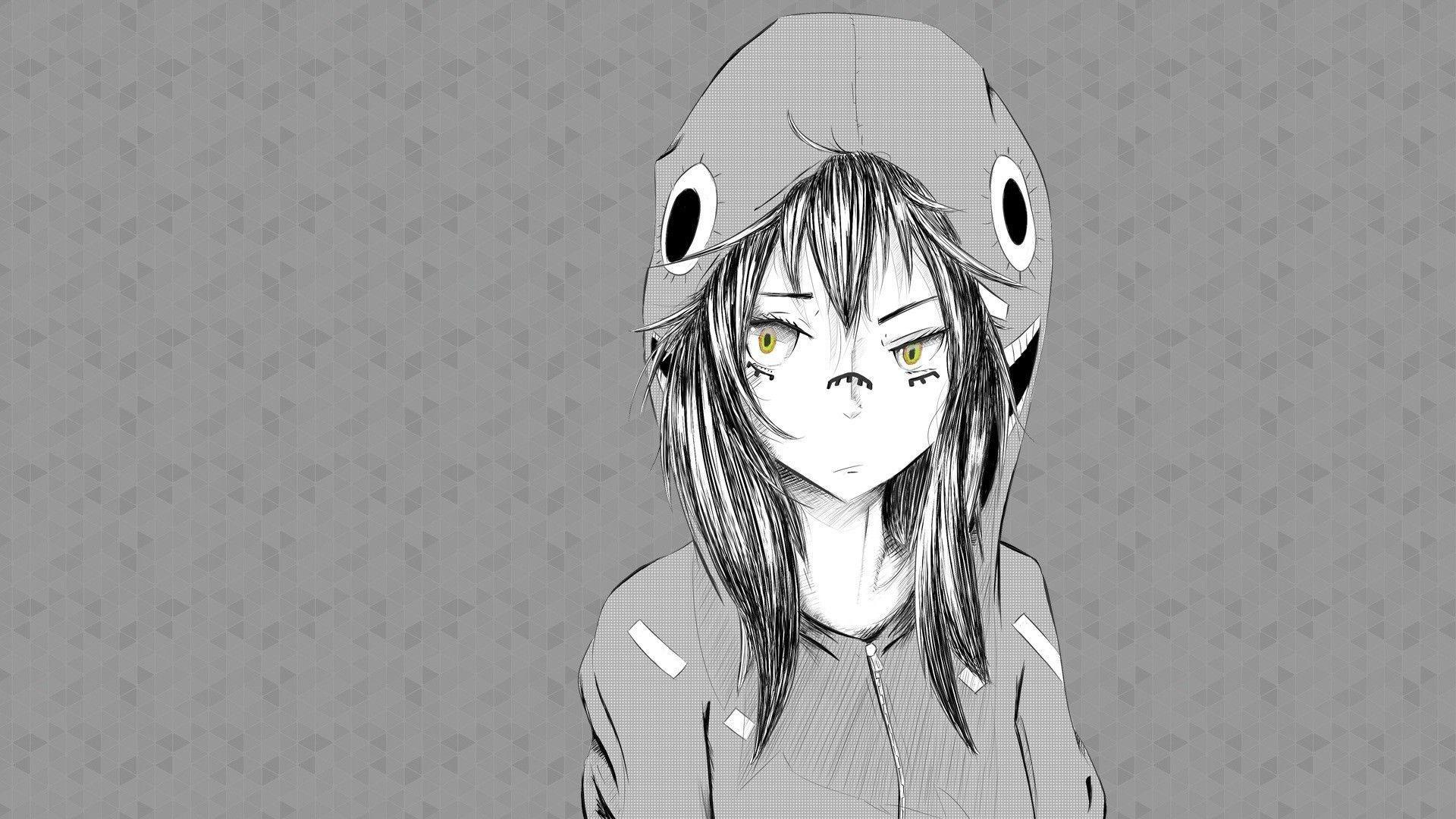 1920x1080 Anime Black And White Wallpaper