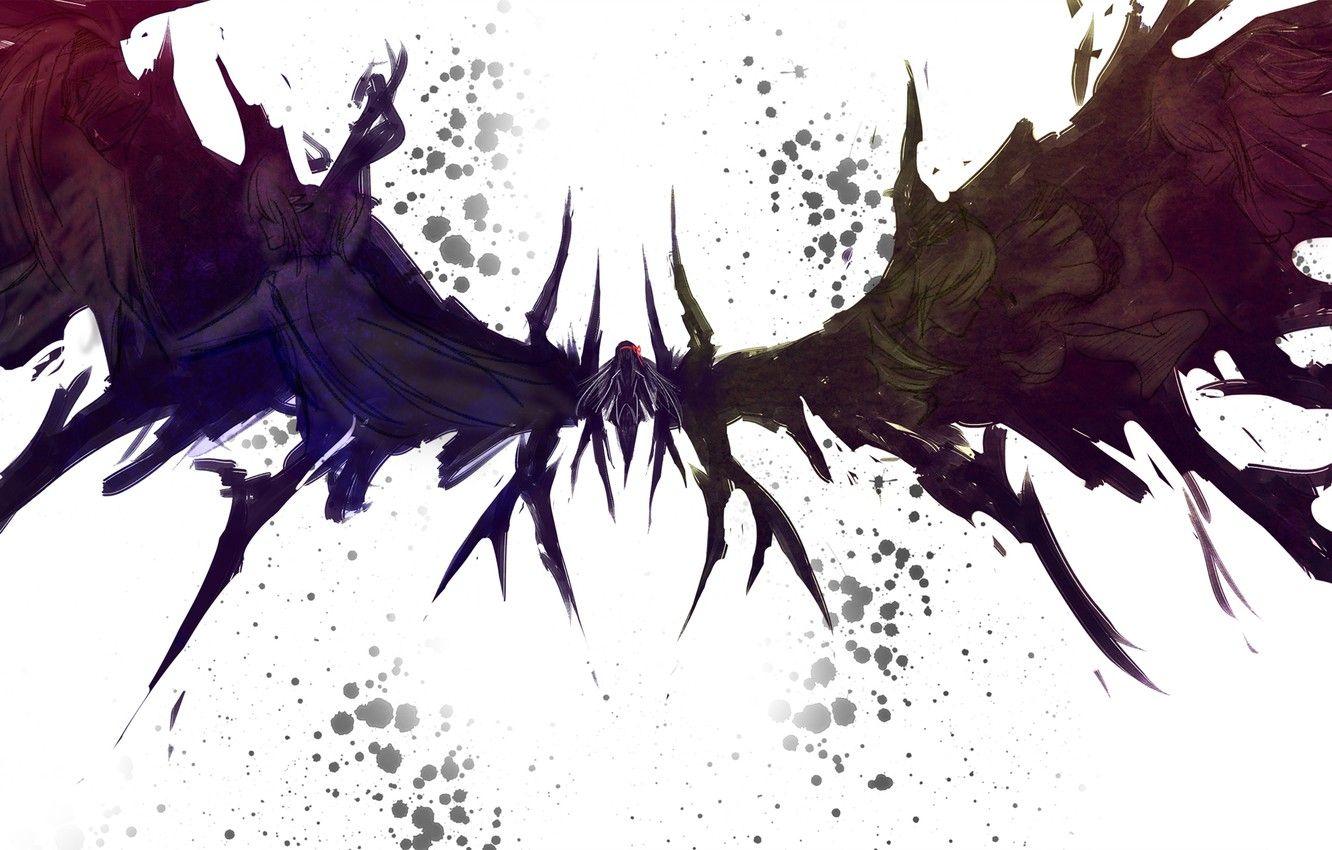 1332x850 Wallpaper girl, wings, anime, art, tape, mahou shoujo madoka