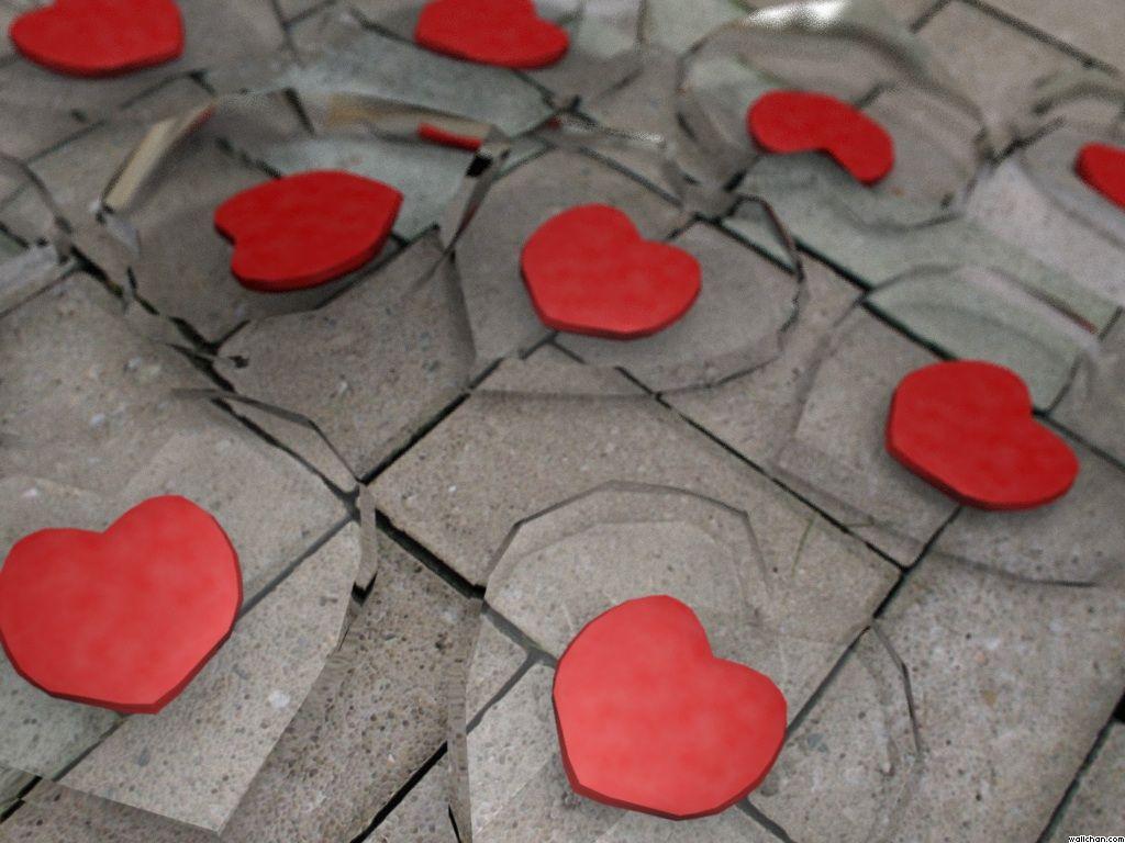 1024x768 Crystal hearts. Heart wallpaper, 3D crystal, Crystal heart