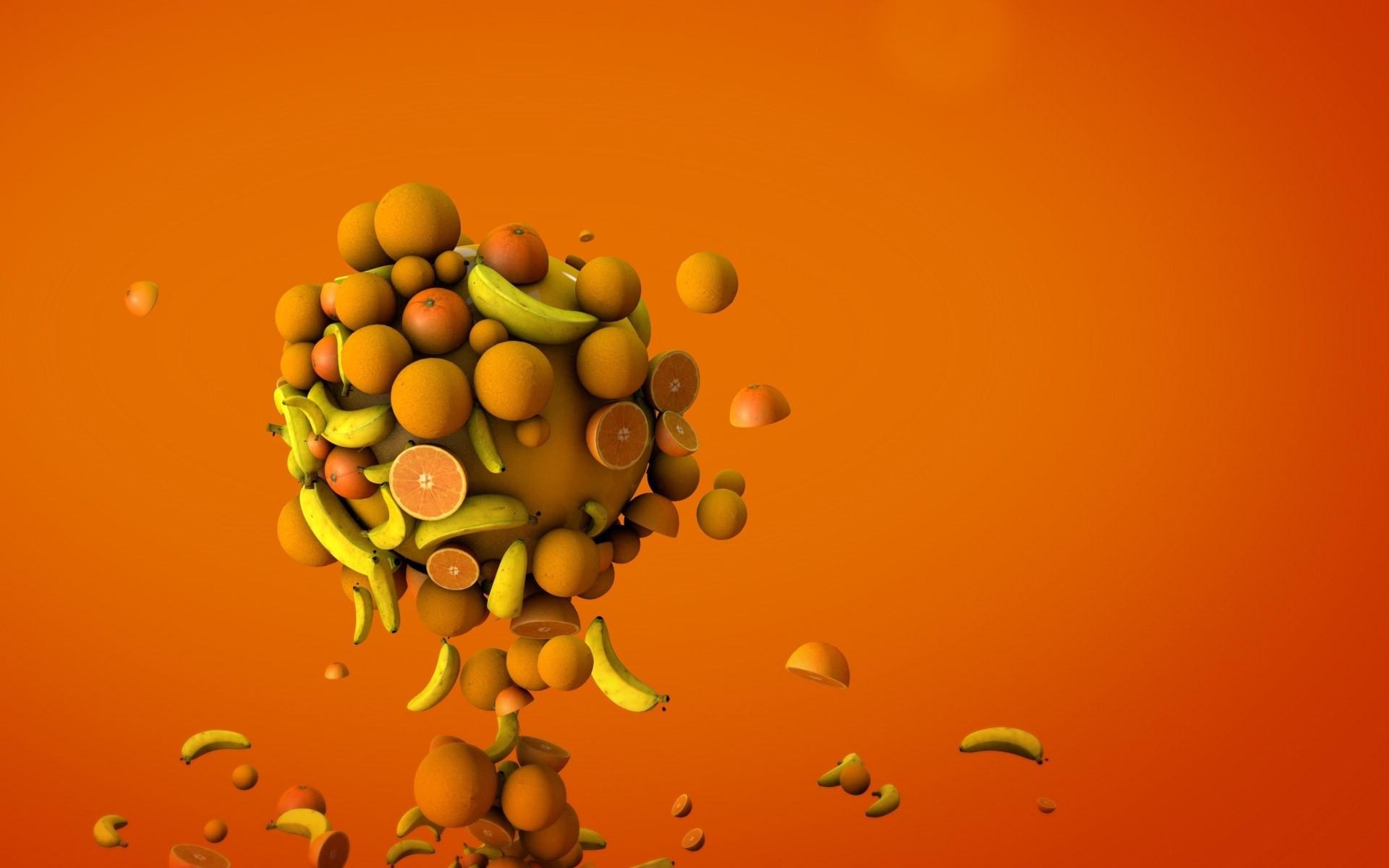1920x1200 Bananas and oranges art, fruits wallpaper download