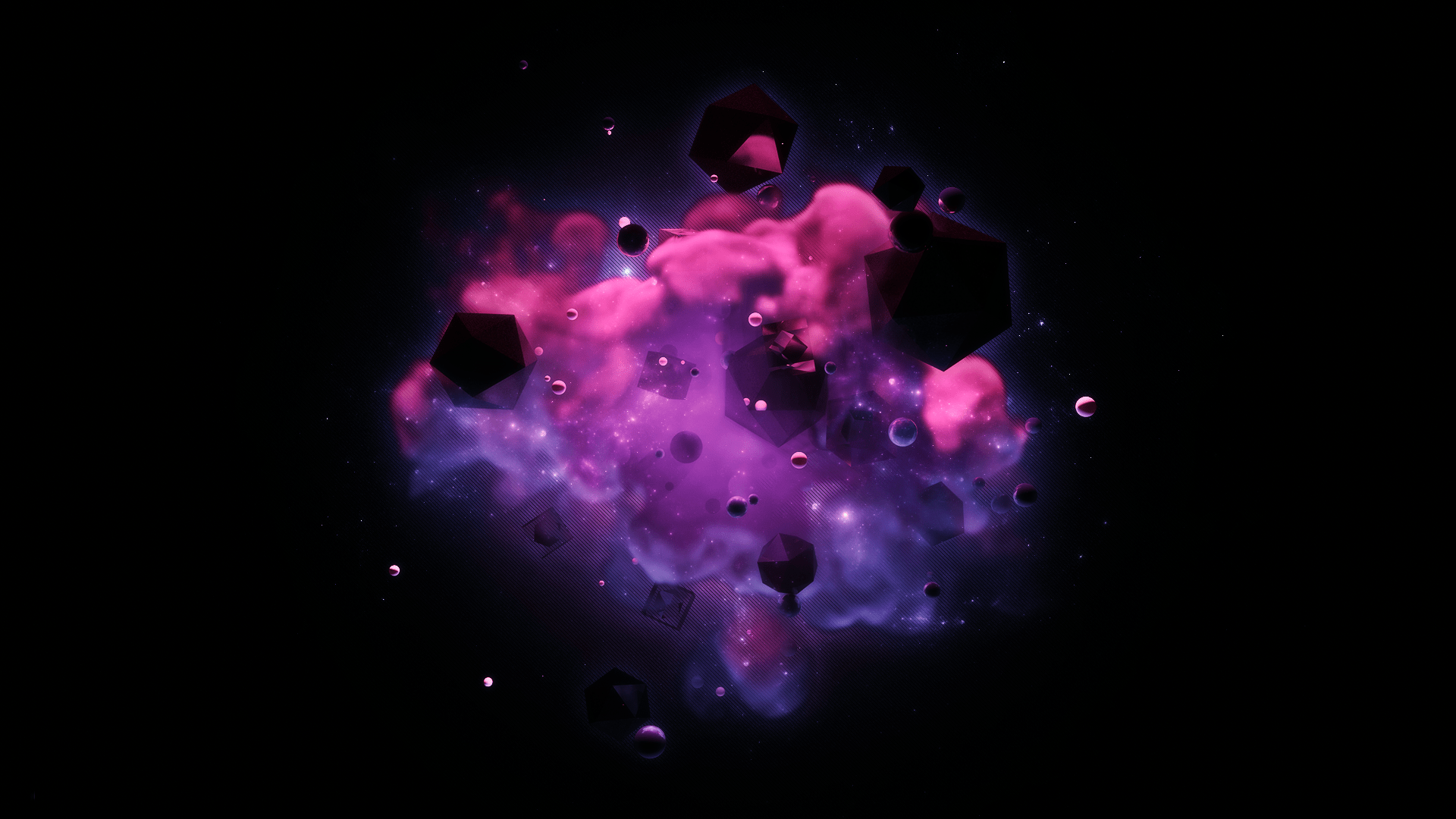 1920x1080 Free download purple polygon in smoke 3D HD wallpaper HD