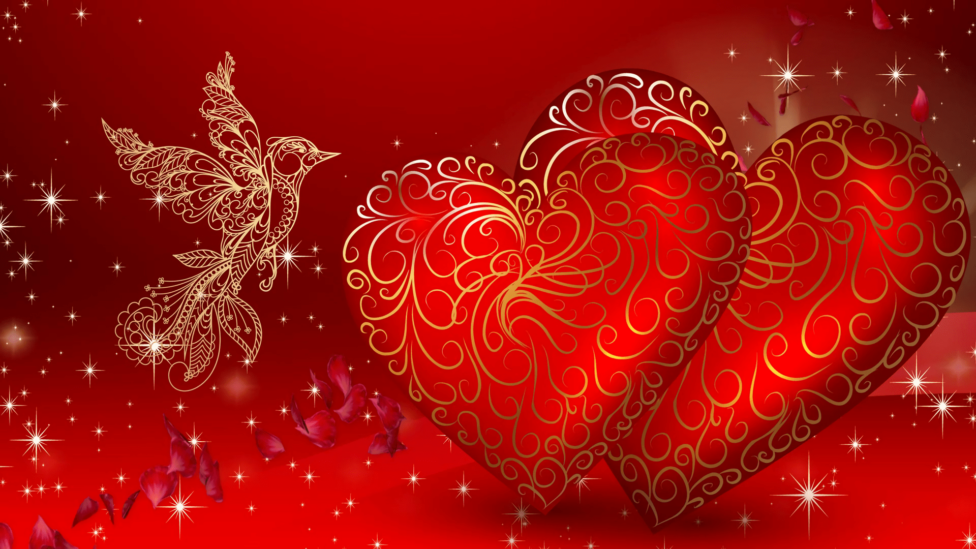 1920x1080 Valentine with Gold Dove HD Wallpaper. Background Image