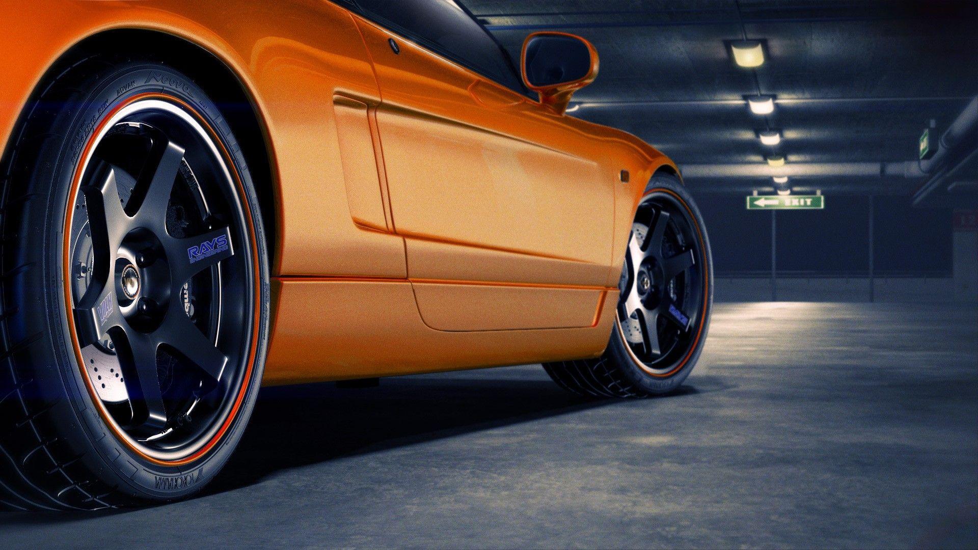1920x1080 cars, orange, Yokohama, Honda NSX, Volk, rear wallpaper