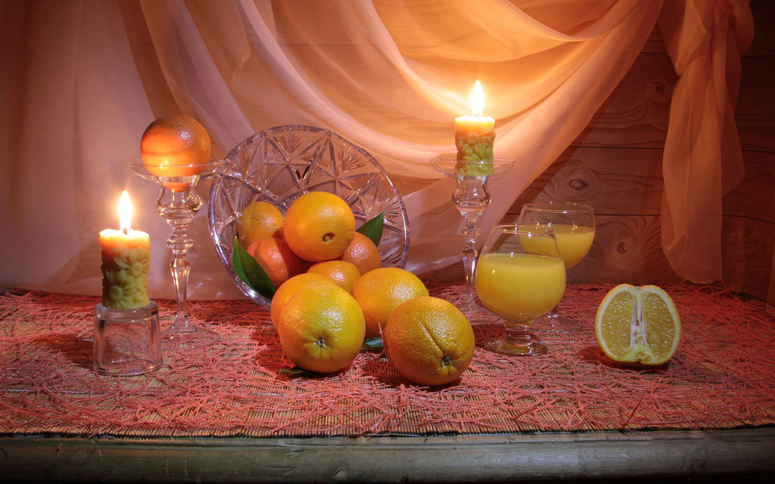 2560x1600 Desktop Wallpaper Orange fruit Food Candles Citrus 2560x1600