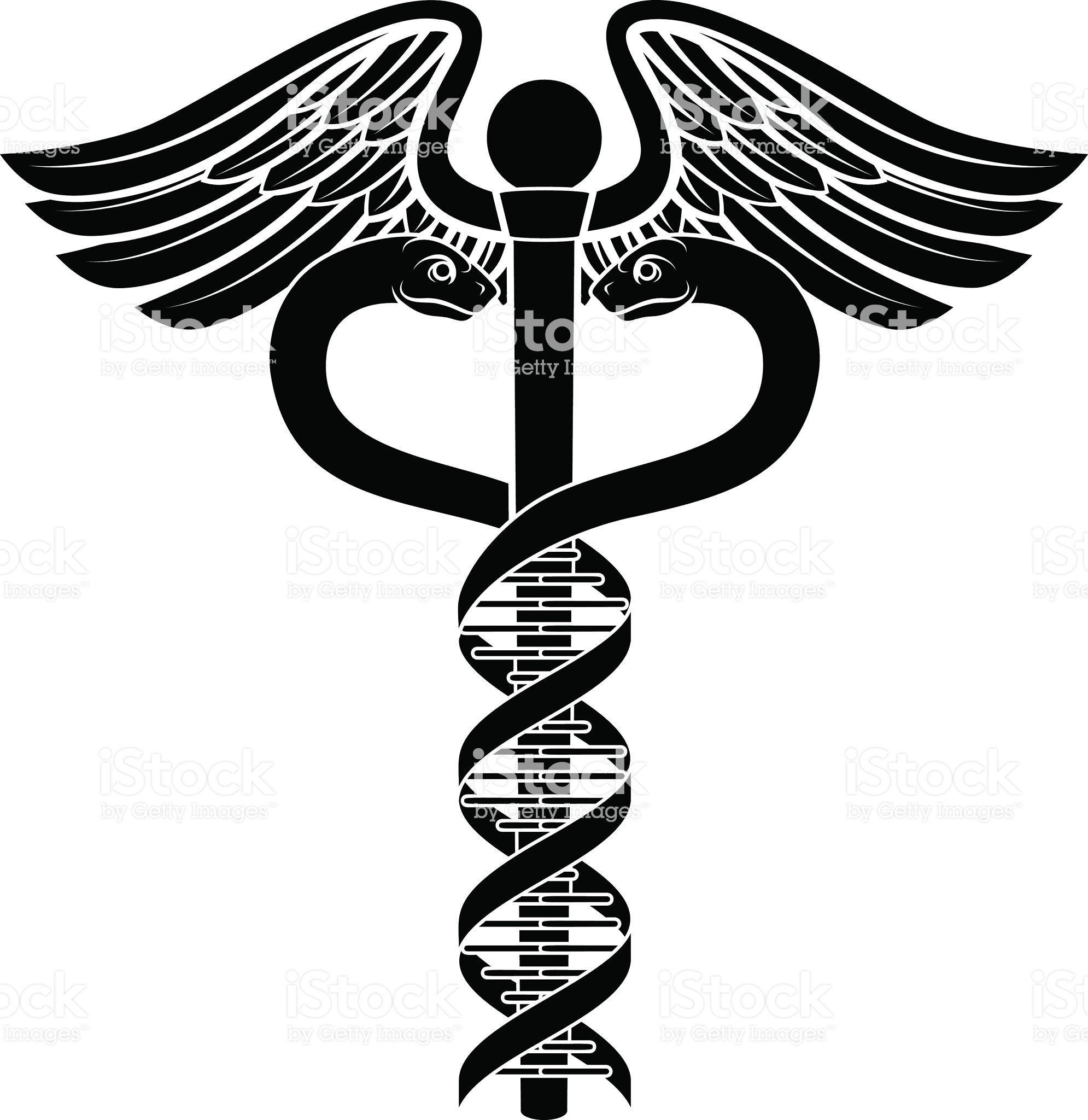 1990x2048 Caduceus medical symbol with the two snakes becoming a human DNA