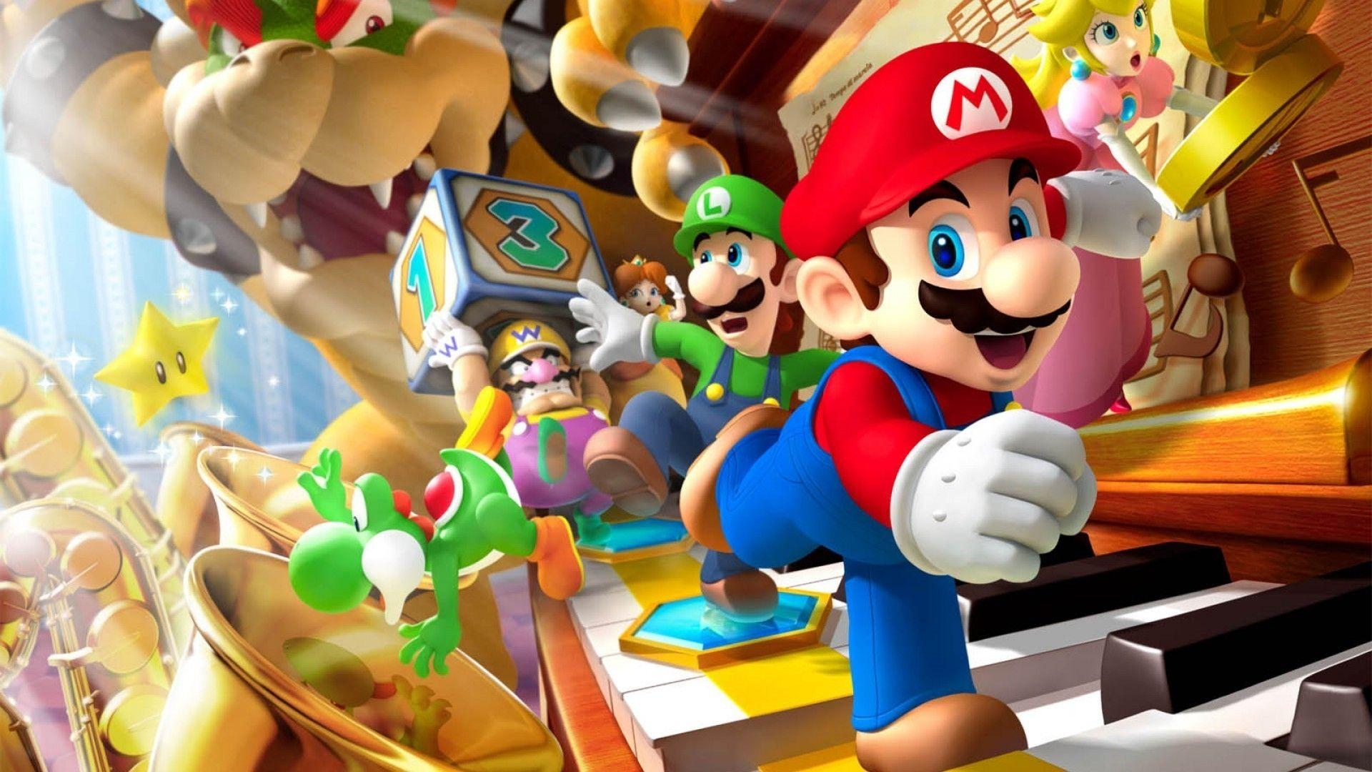 1920x1080 Download 1920x1080 Piano mario luigi bowser yoshi wario princess