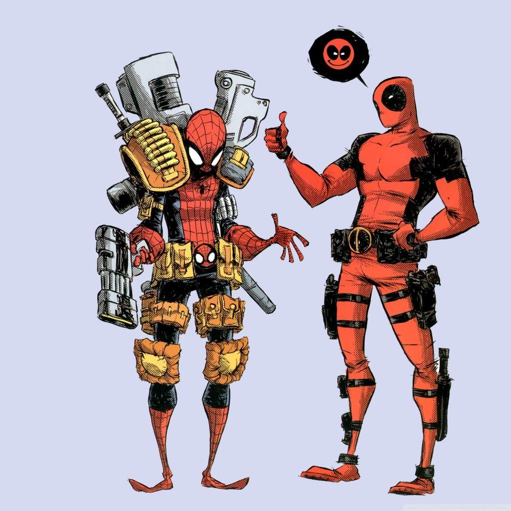 1024x1024 Deadpool And Spiderman ❤ 4K HD Desktop Wallpaper for 4K Ultra HD TV