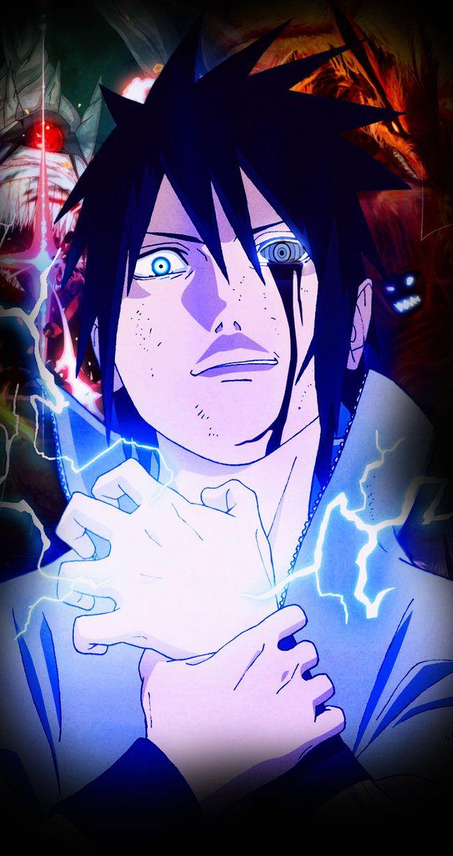 wallpaper do personagem sasuke uchiha do anime naruto em um