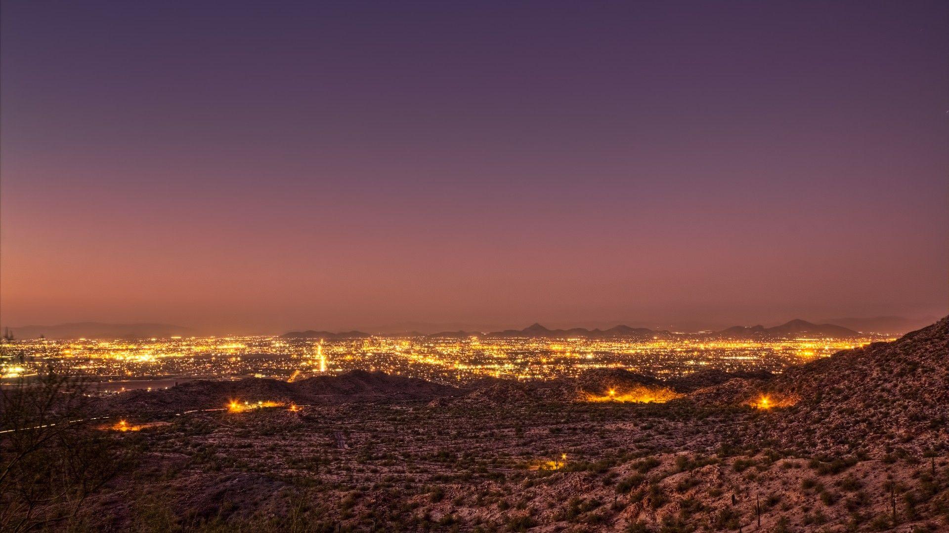 1920x1080 Night lights desert mexico landscapes hdr cities sky sunset