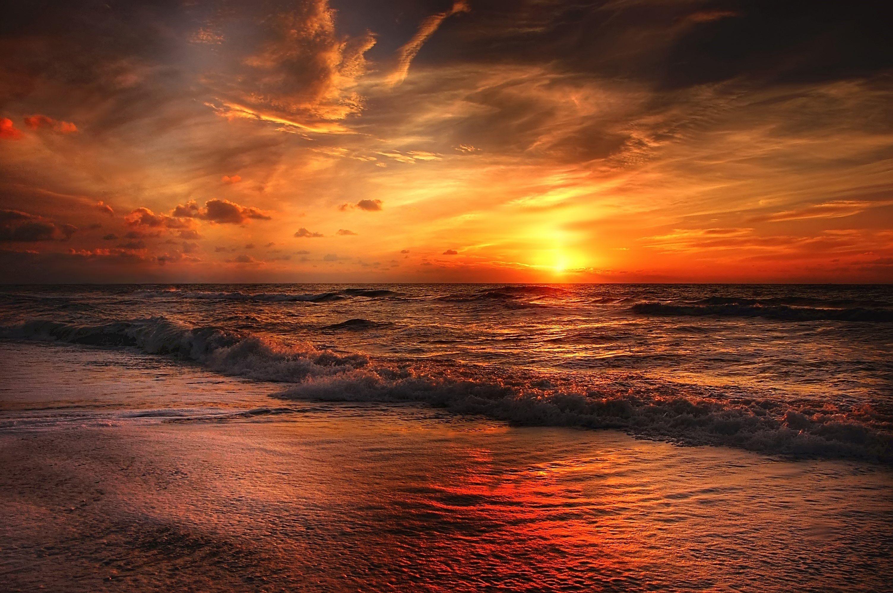 3008x2000 Sunset Beach, HD Nature, 4k Wallpaper, Image, Background