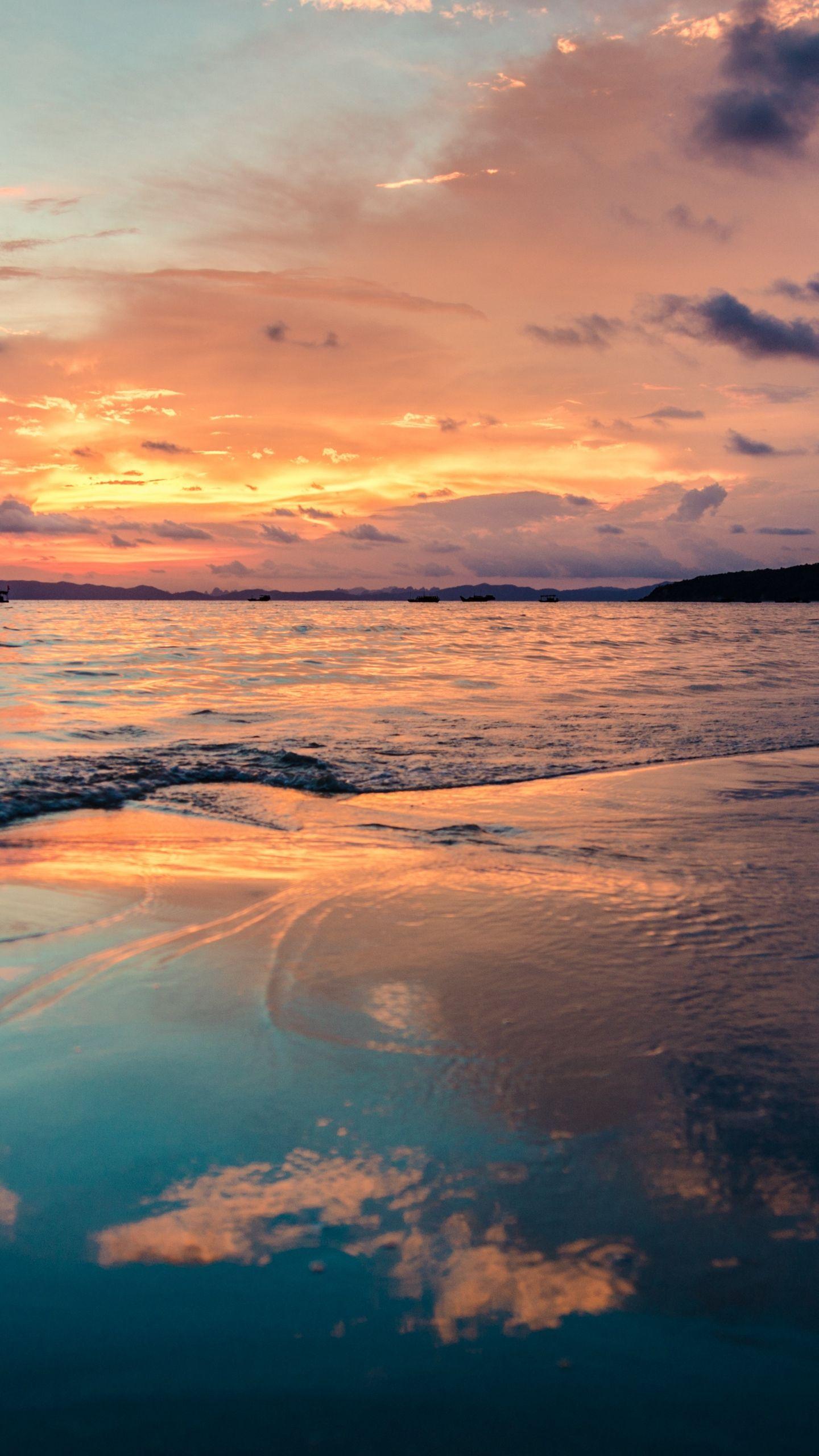 1440x2560 Sunset Beach UHD Wallpaper