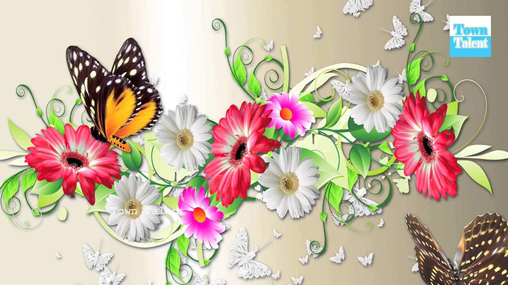 1920x1080 Roses Butterfly Wallpaper