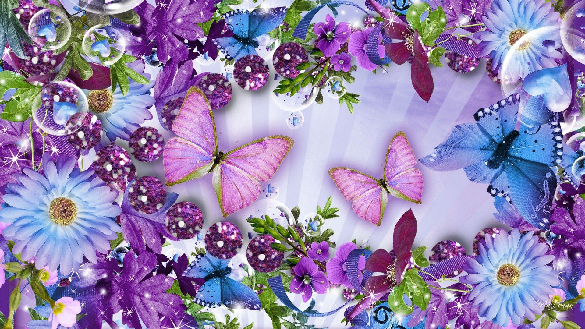 1920x1080 Flowers And Butterflies Photo Free Download