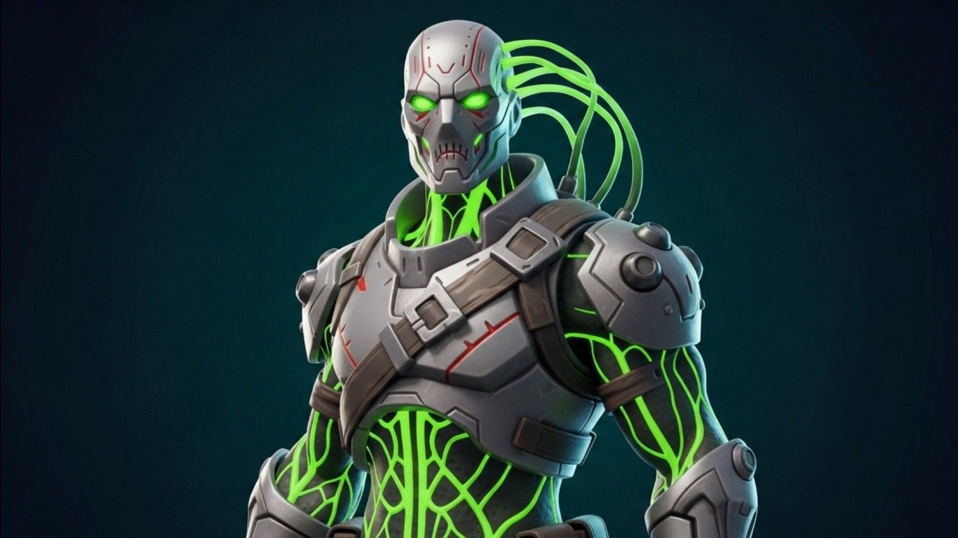 1366x768 Fortnite Inspired Bio Engineered Super Soldier Glowing Green Veins Enhanced Armor HD Fortnite Wallpaper