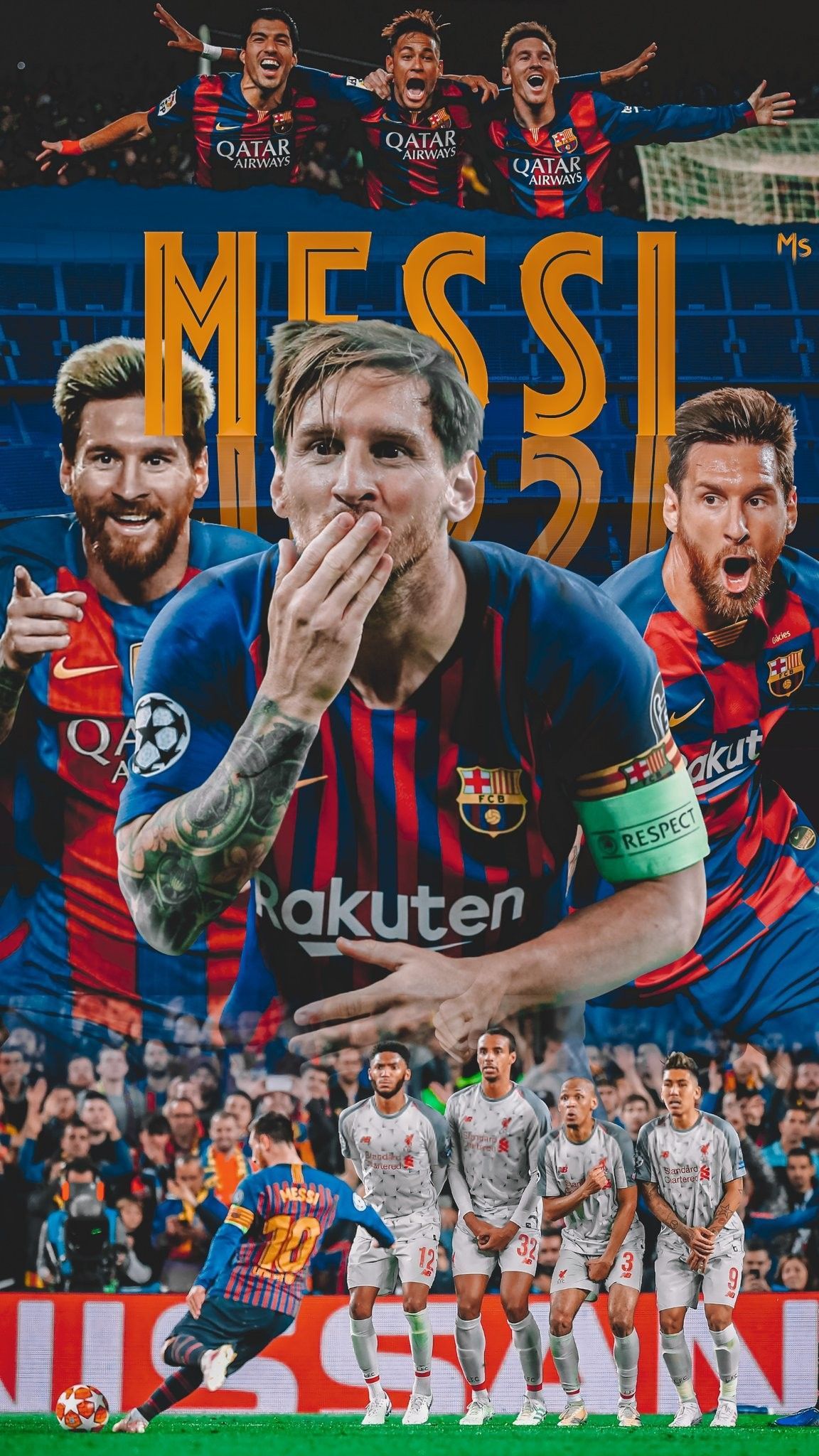 1152x2048 Messi Collage Wallpaper