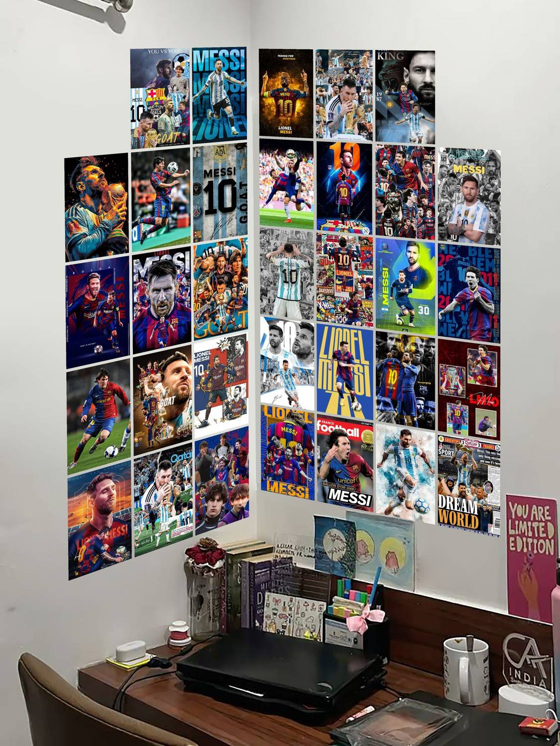 1125x1500 Pack of 33 Messi 10 Wall Collage Kit Posters. Posters for Wall Decoration. Wall Art For Bedroom, Office, Living room, (6 inch X 4 inch) Set of 33 Messi 10