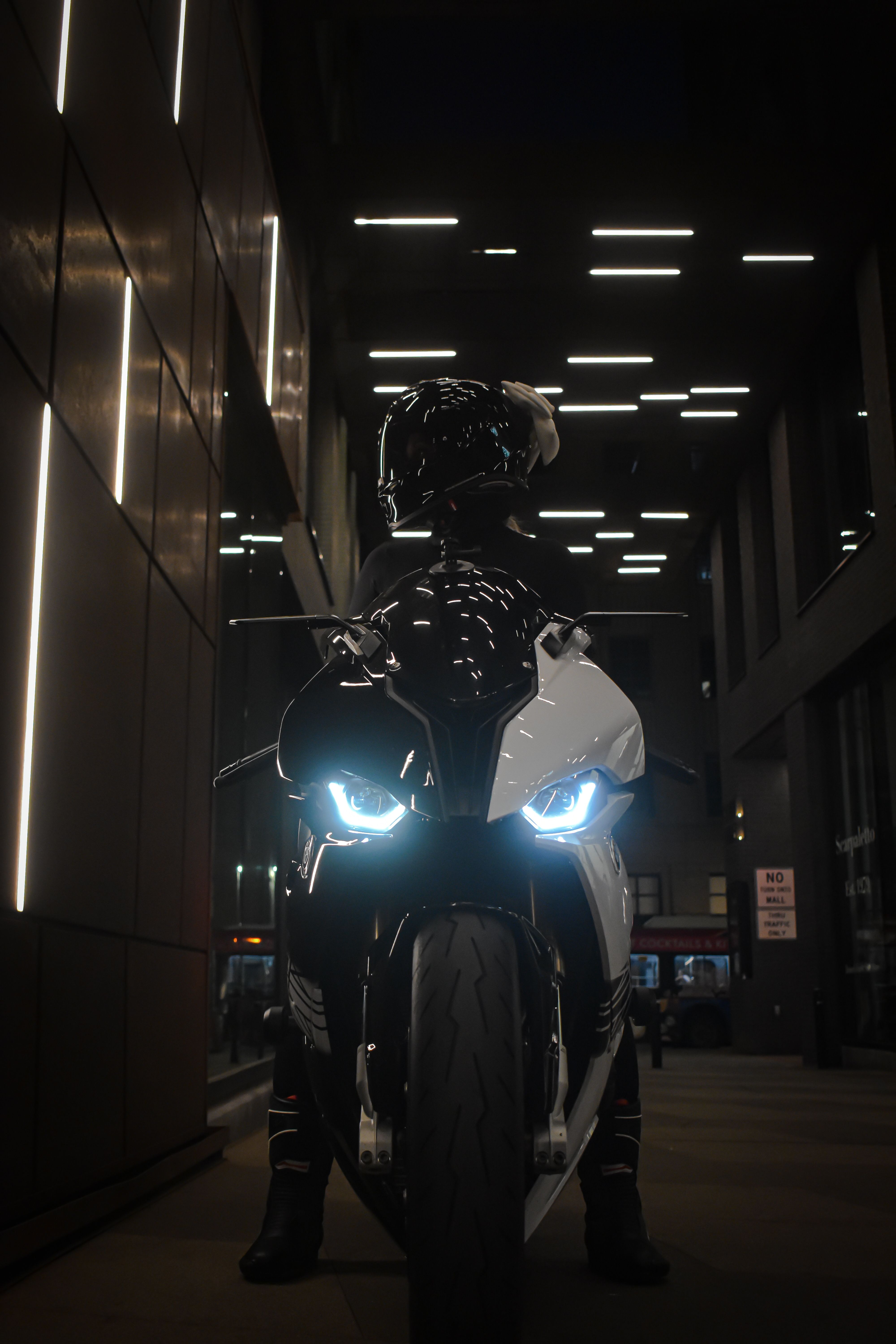 4000x6000 Motorcyclist at Night in Urban Alleyway · Free