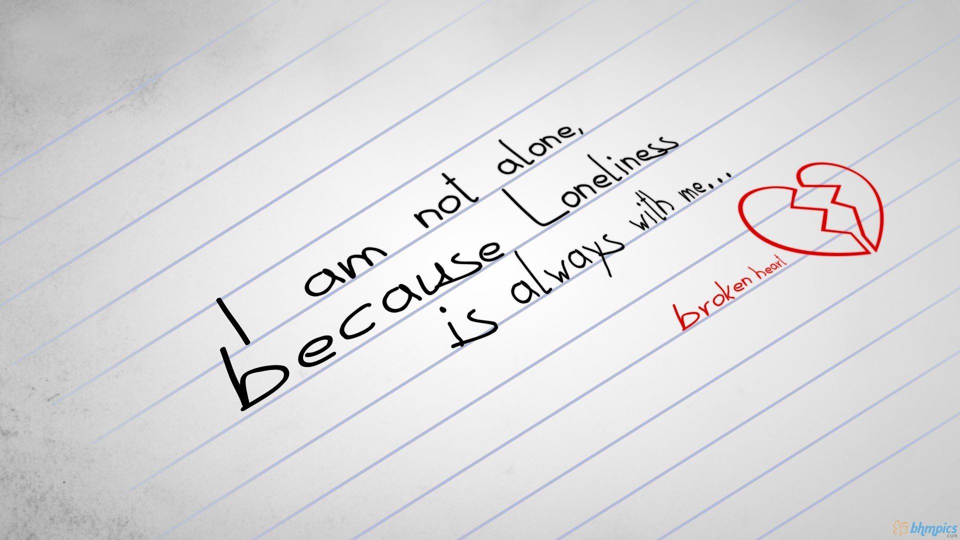 1920x1080 Emotive Loneliness Quote with Heart HD Wallpaperx1080