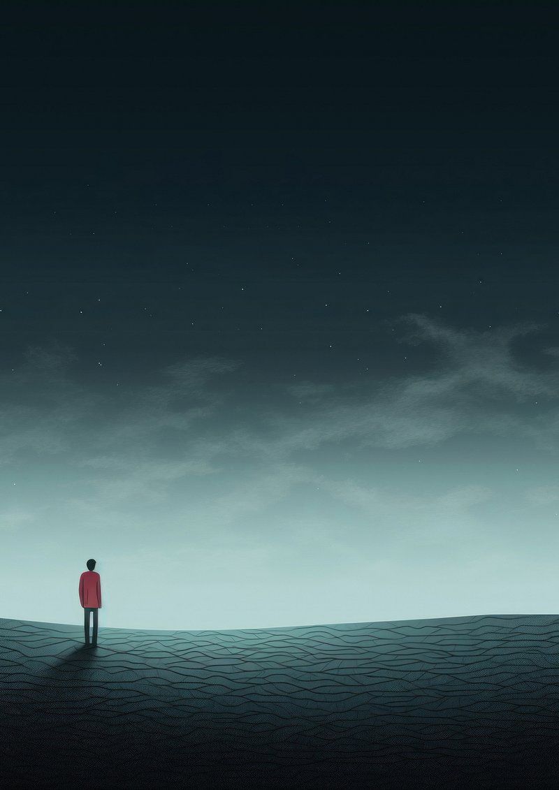 800x1131 illustration sad person standing alone. Premium Photo Illustration
