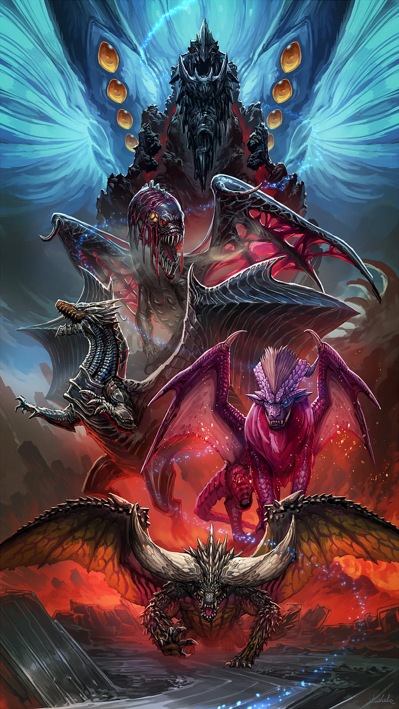 800x1422 MHW Elder Dragons, dragon, elder dragons, game, monster hunter, monster hunter world, HD phone wallpaper