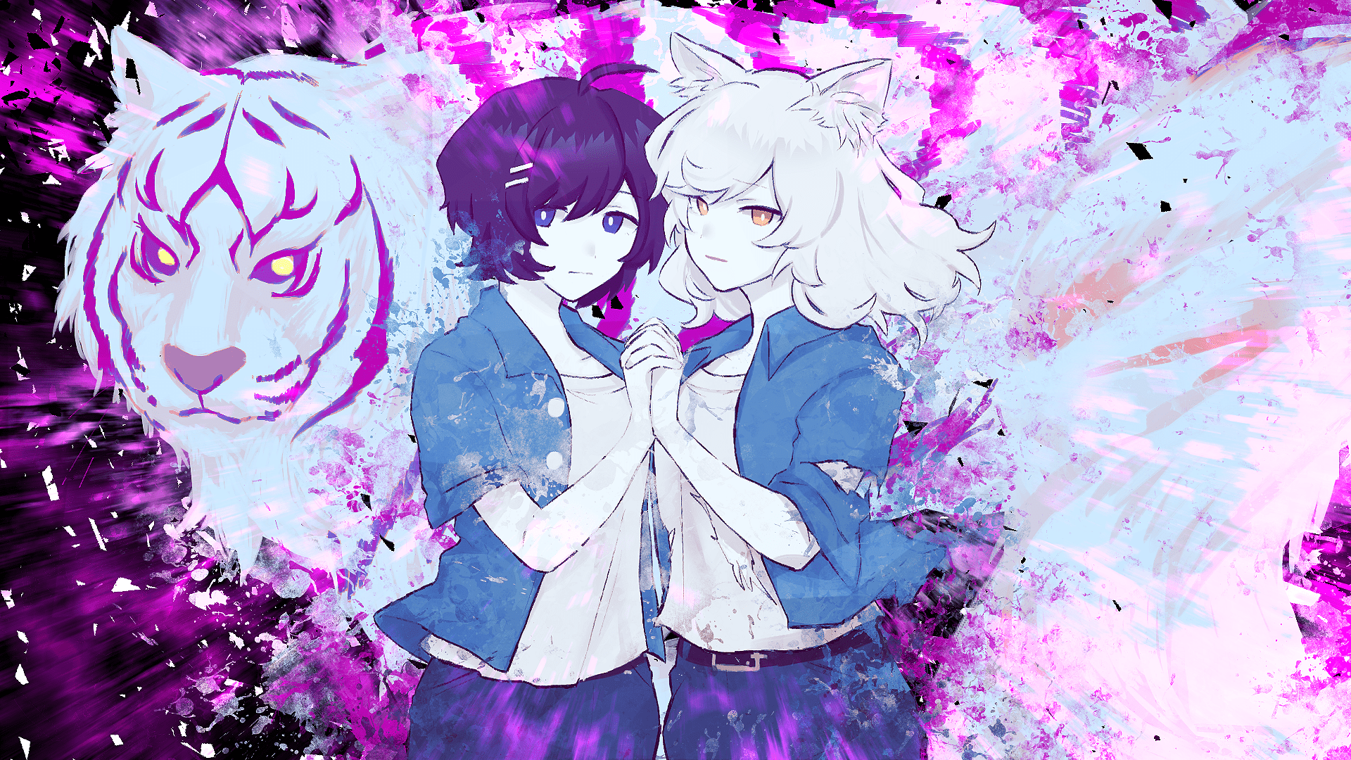 1920x1080 Nekomonogatari Shiro art piece commissioned