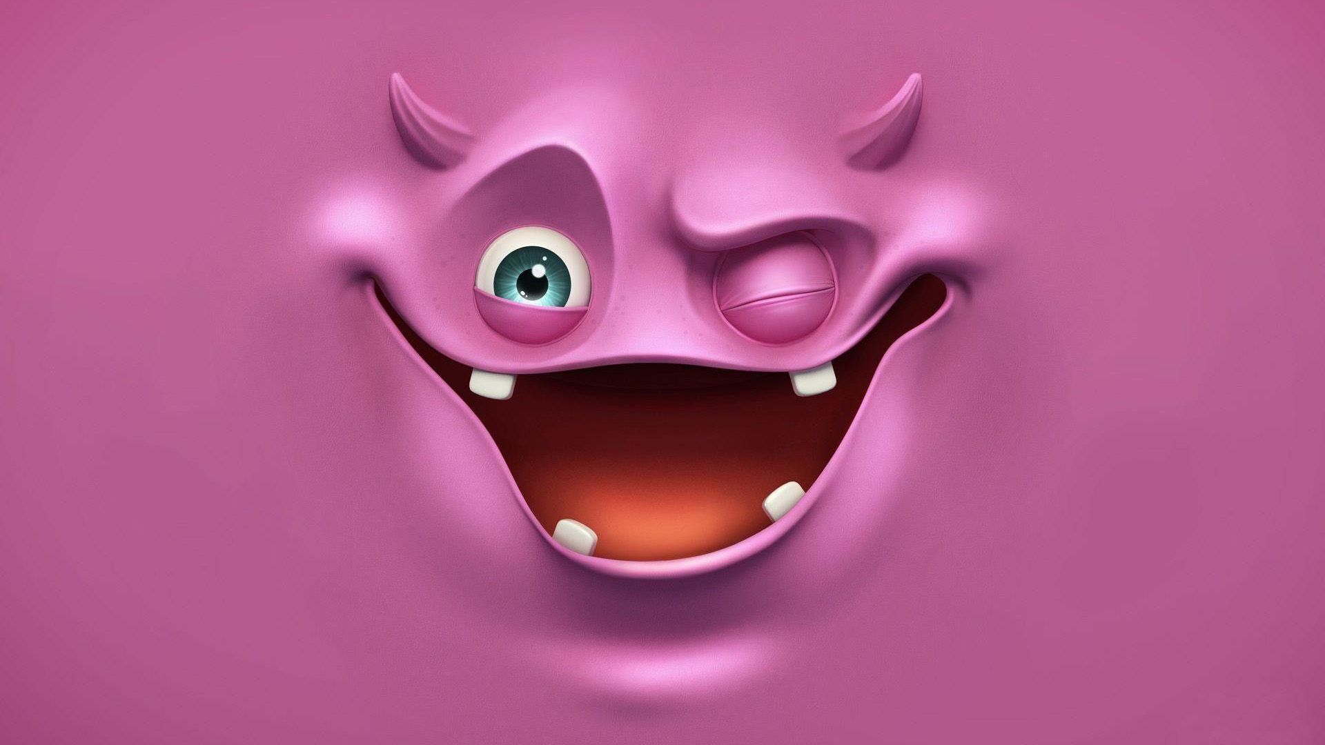 1920x1080 Funny Face Smiley Pink Background HD Funny Image Wallpaper