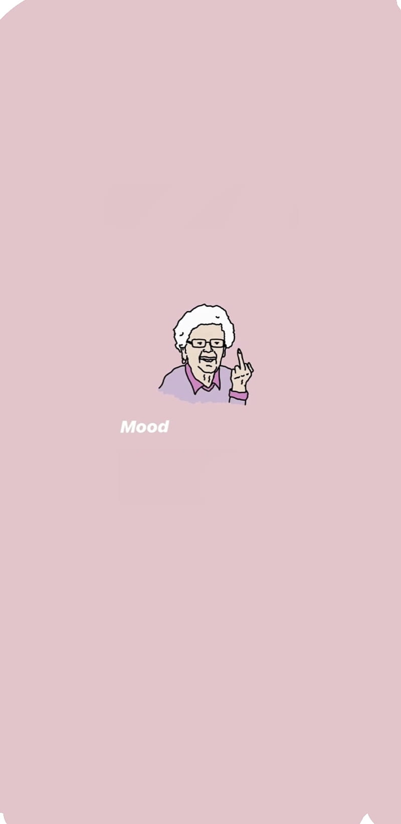 800x1644 Granny Mood, grandma, the finger, pink, pastel, funny, HD phone wallpaper