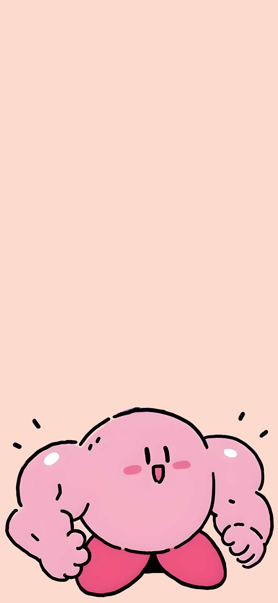 1180x2554 Buff Kirby Flexing Muscles Cute Pink Wallpaper