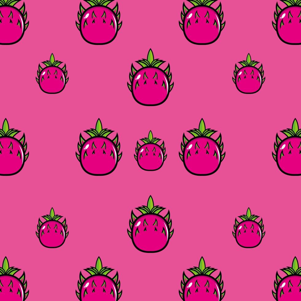 980x980 Cute funny cartoon character dragon fruit on pink background.Vector cartoon kawaii character illustration design on wallpaper
