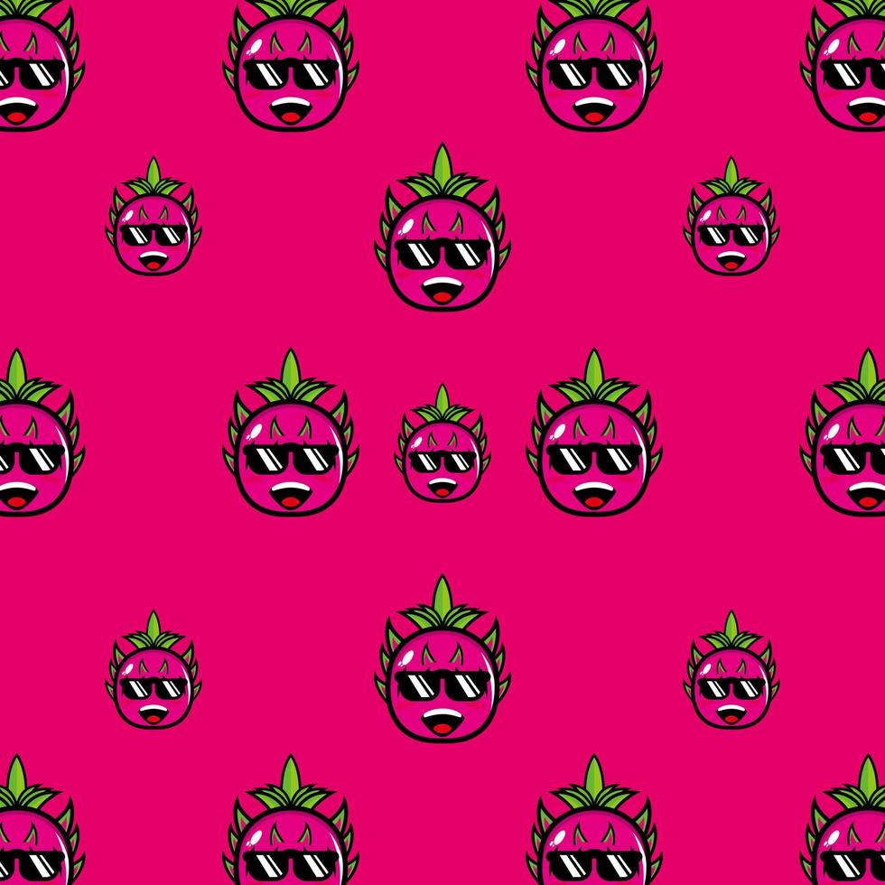 980x980 Cute funny cartoon character dragon fruit on pink background.Vector cartoon kawaii character illustration design on wallpaper