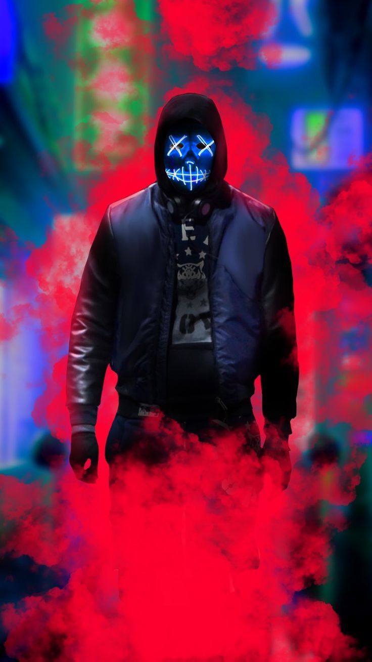 736x1308 Neon mask man wallpaper