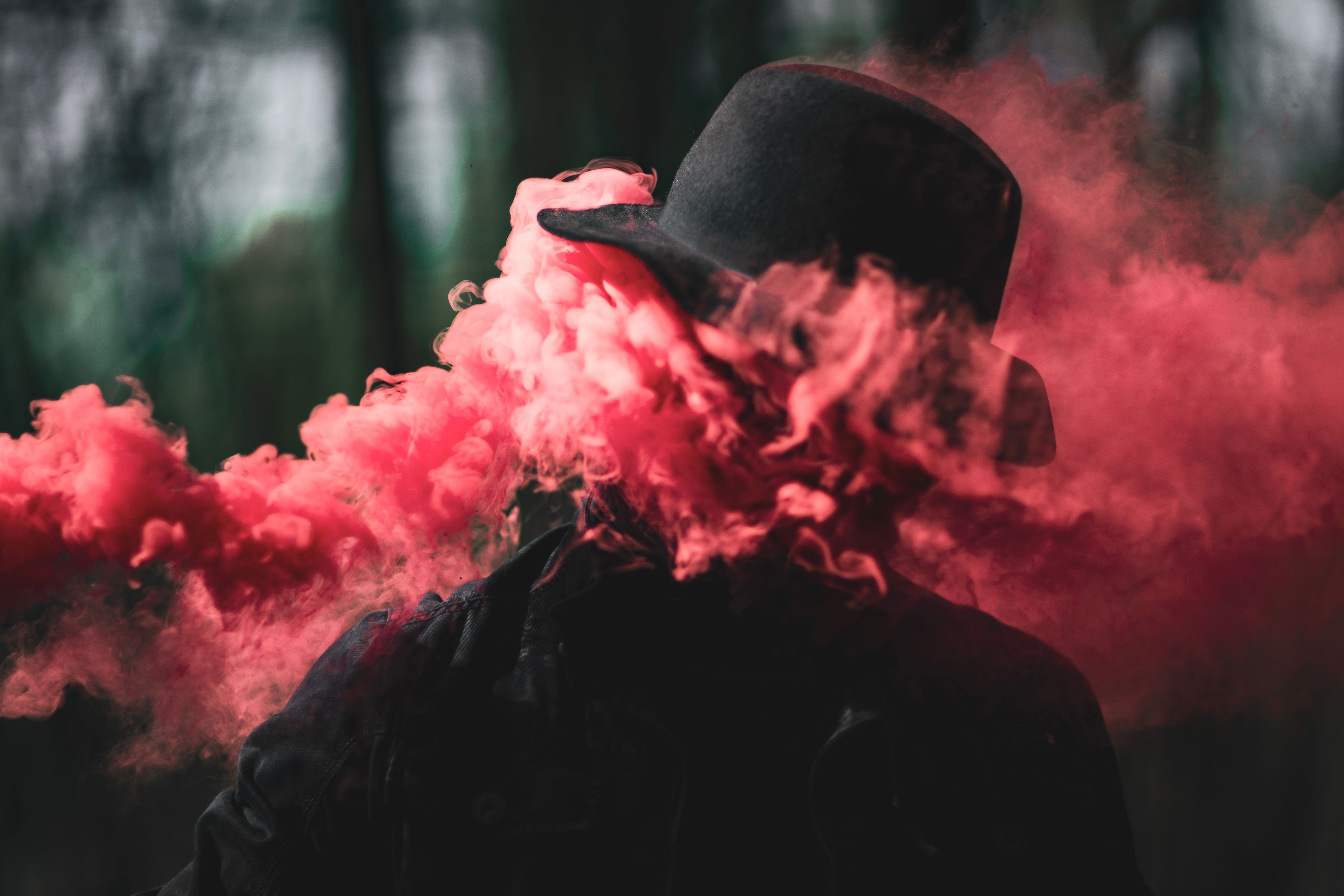 5822x3881 Silhouette of Man Standing Against Black And Red Background · Free