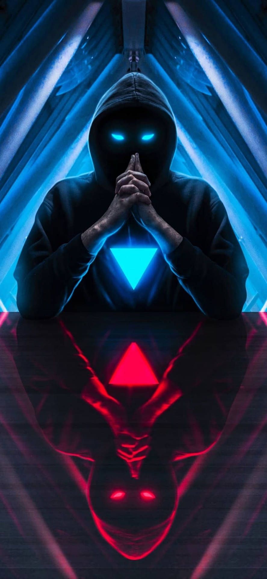 887x1920 Wallpaper Cool Blue iPhone 11 Download Cool IPhone 11 Blue And Red Hooded Man Wallpaper