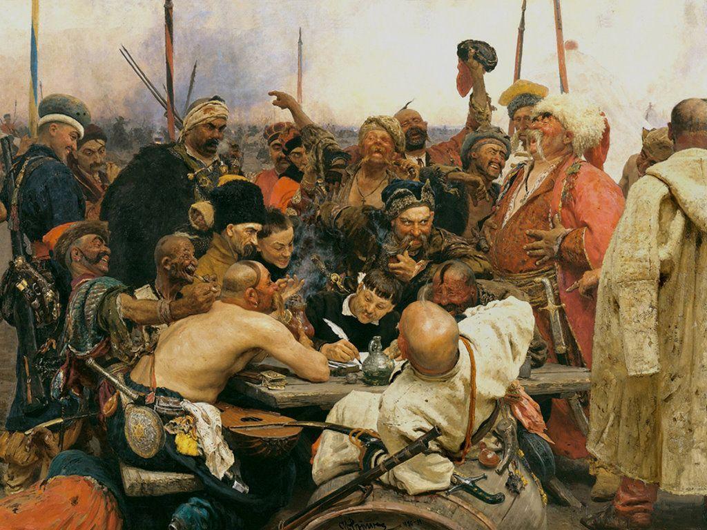 1024x768 Artistic Wallpaper : Ilya Repin Reply of the Zaporozhian