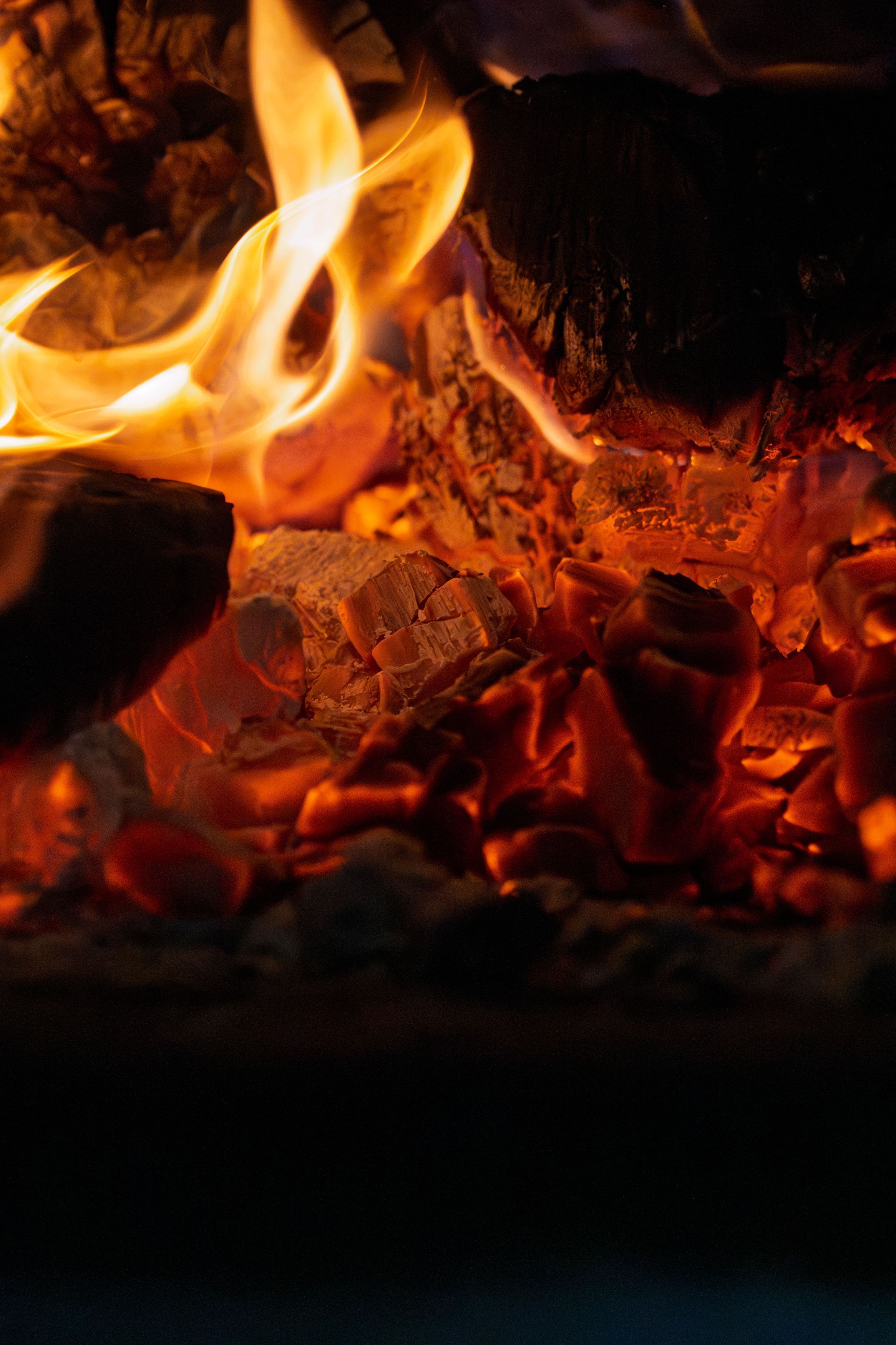 2332x3500 Warm Cozy Fireplace with Burning Log · Free