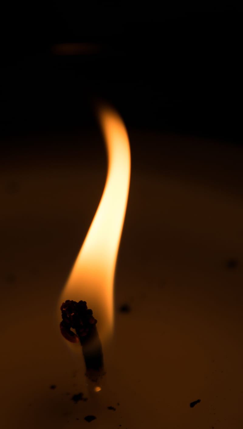 800x1413 Flame, burn, candle, dark, fire, flames, warm, wick, HD phone wallpaper