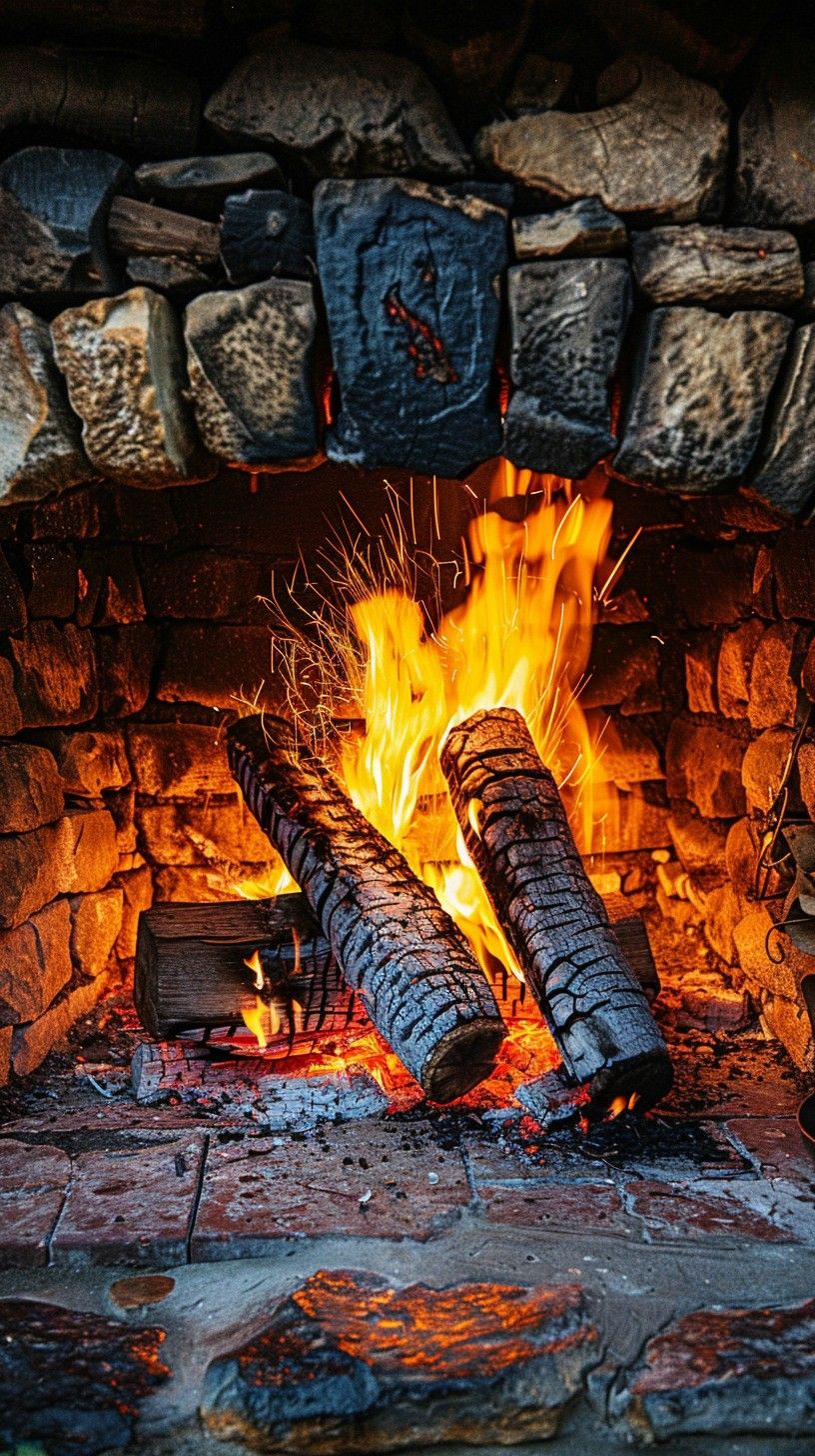 816x1456 Free Warm cozy fireplace Image, Warmth, Cozy