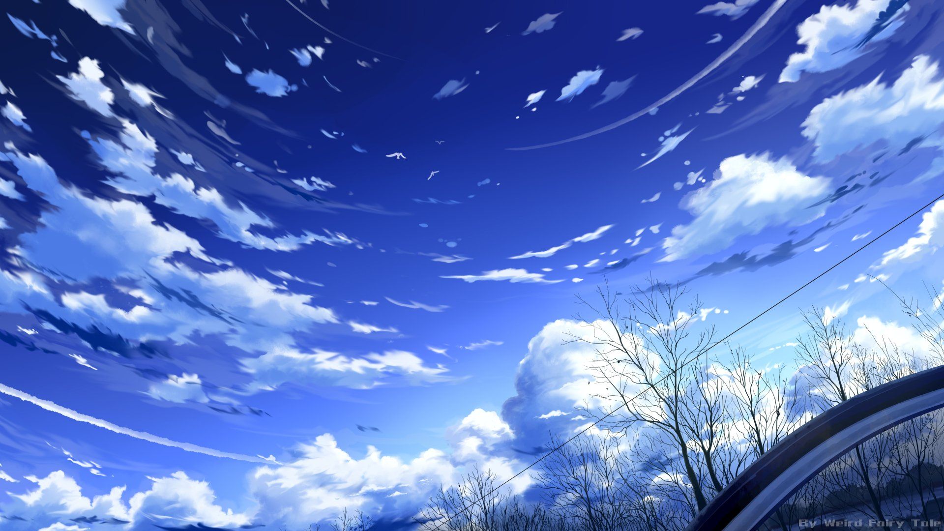 1920x1080 4K Ultra HD Anime Sky Road: Endless Clouds and Vivid Horizons by 诡异童话x2160
