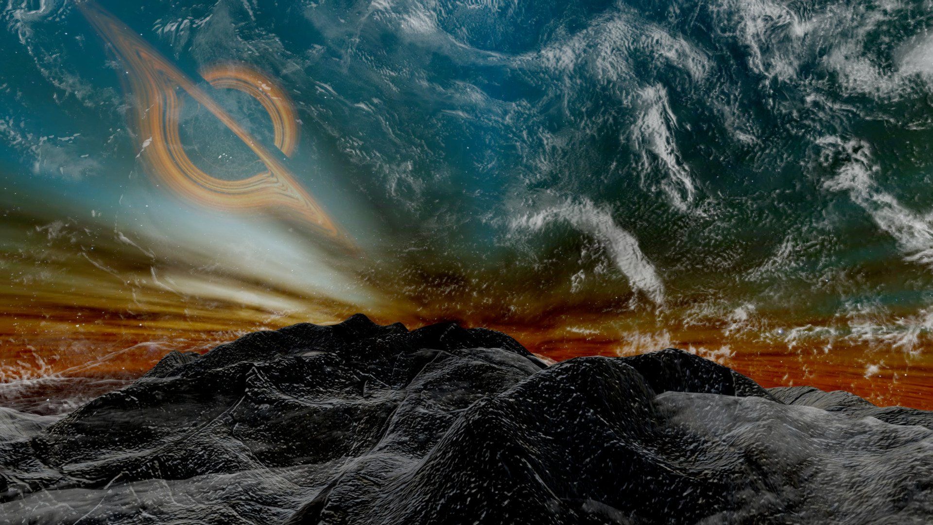1920x1080 Interstellar: Gargantua from Manns' planet