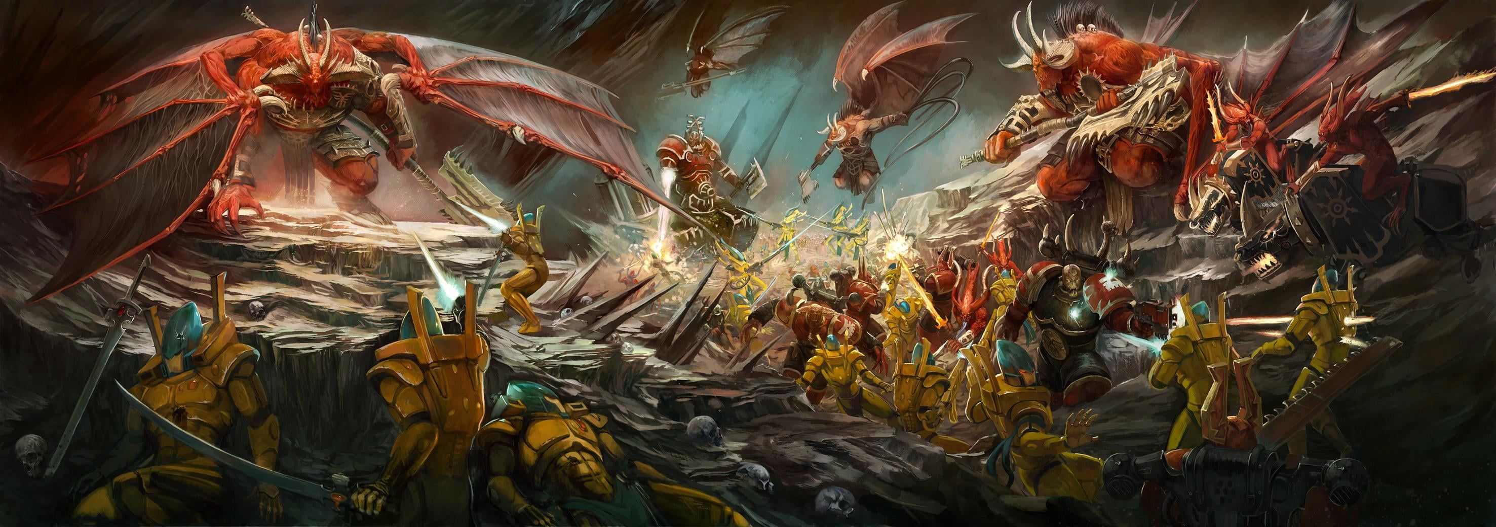 2953x1040 BLOOD FOR THE BLOOD GOD, SKULLS FOR THE SKULL THRONE Art By Diana Martinez