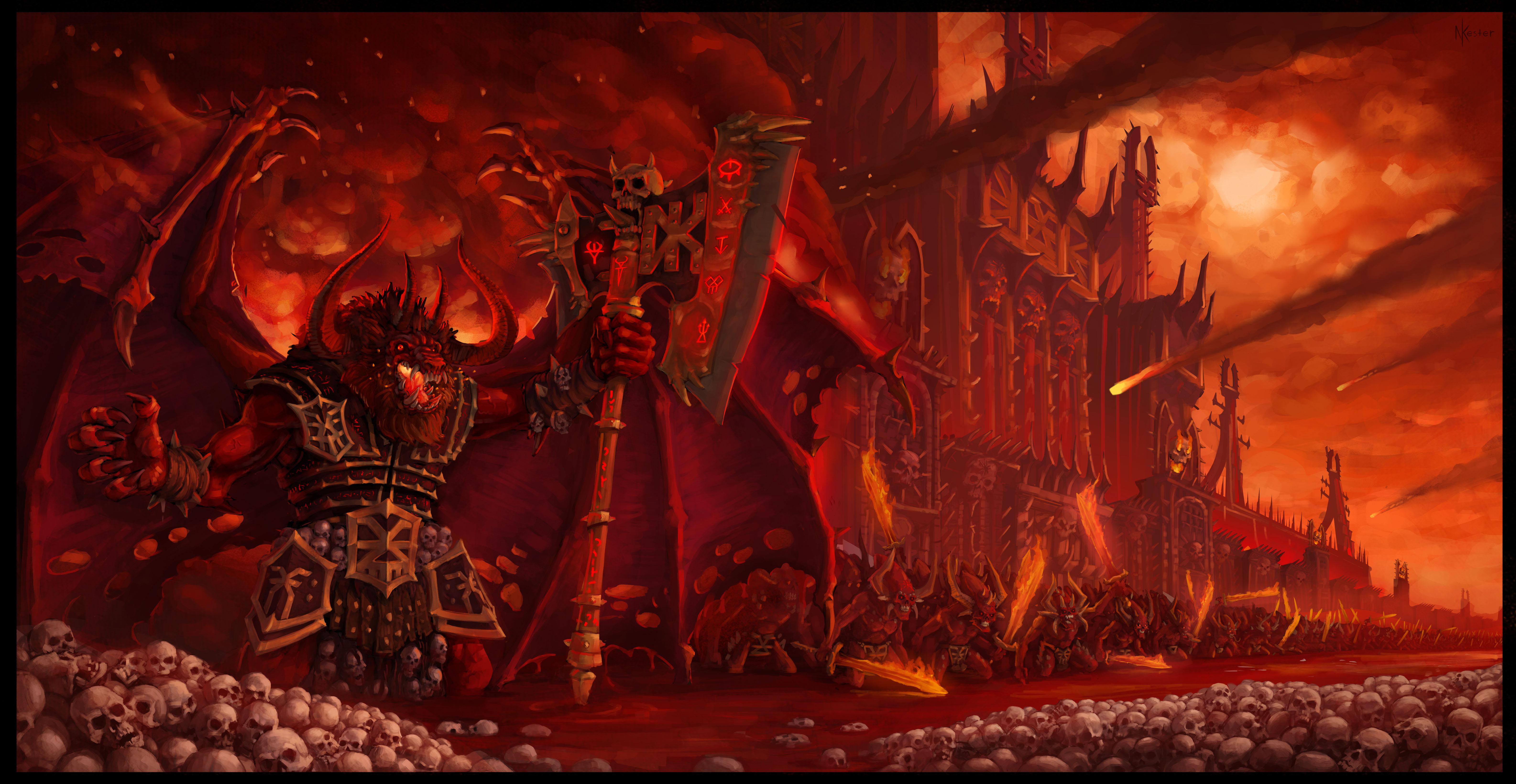6341x3280 Boy this one took a while. Please enjoy this Bloodthirster of Khorne. Blood for the Blood God, Skulls for the Skull Throne!