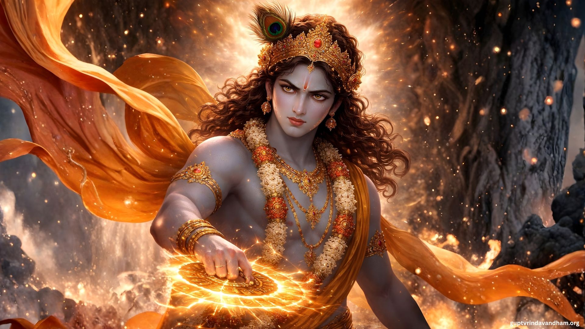 1920x1080 Krishna With Sudarshan Chakra HD Image Download