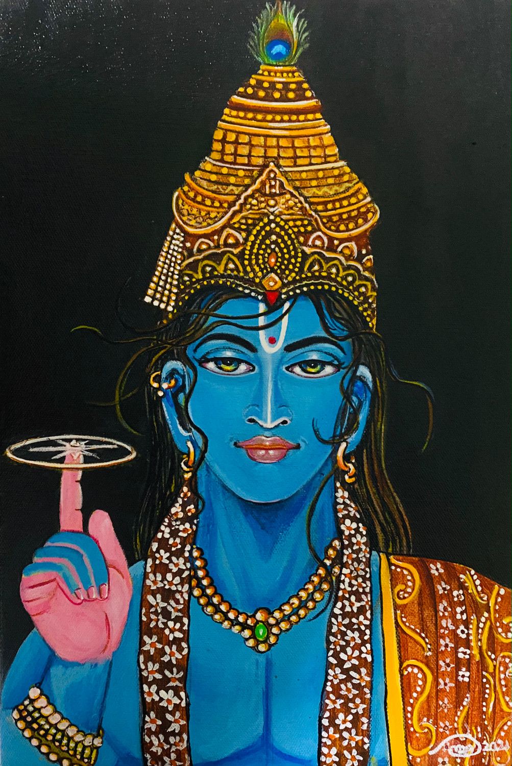 1003x1500 Buy Krishna With Sudarshan Chakra, Religious, Spiritual Painting Online