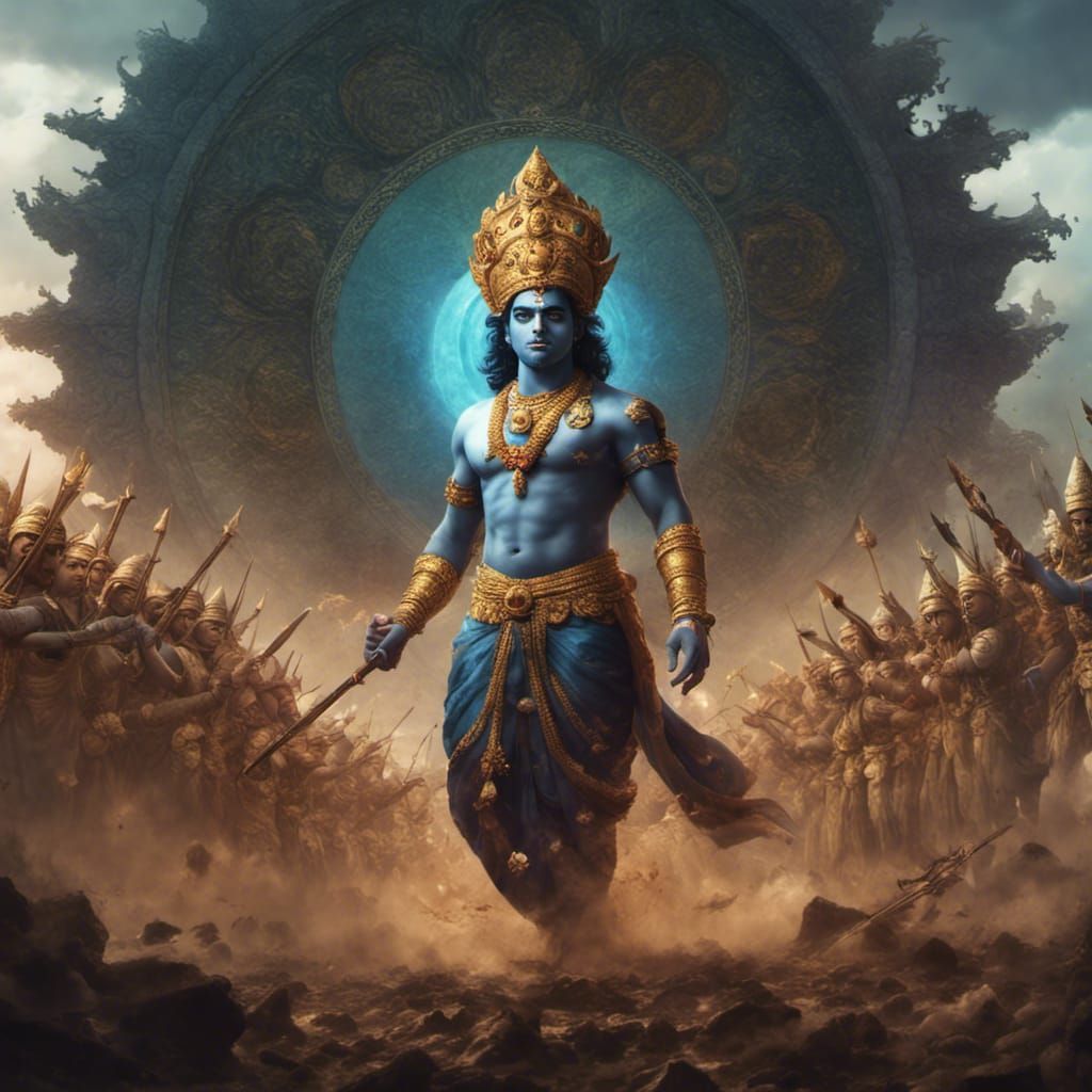 1024x1024 Krishna with the Sudarshan Chakra in Mahabharat