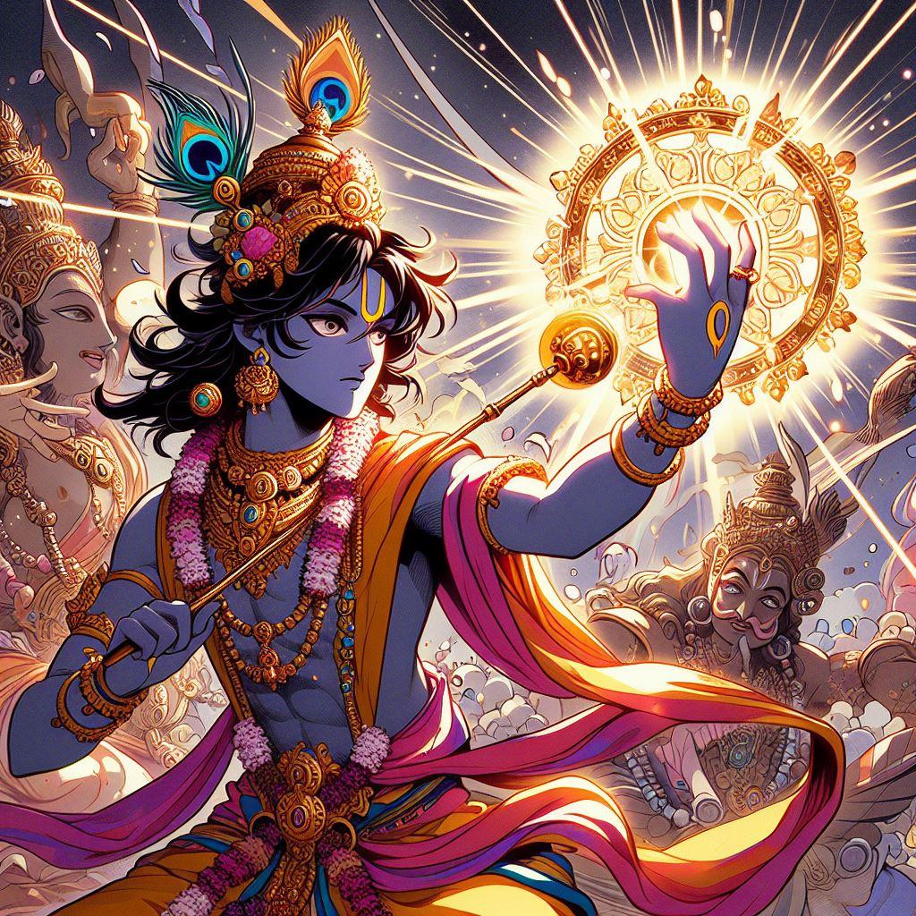 1024x1024 Tried to create some image of Sri Krishna with sudarshan chakra
